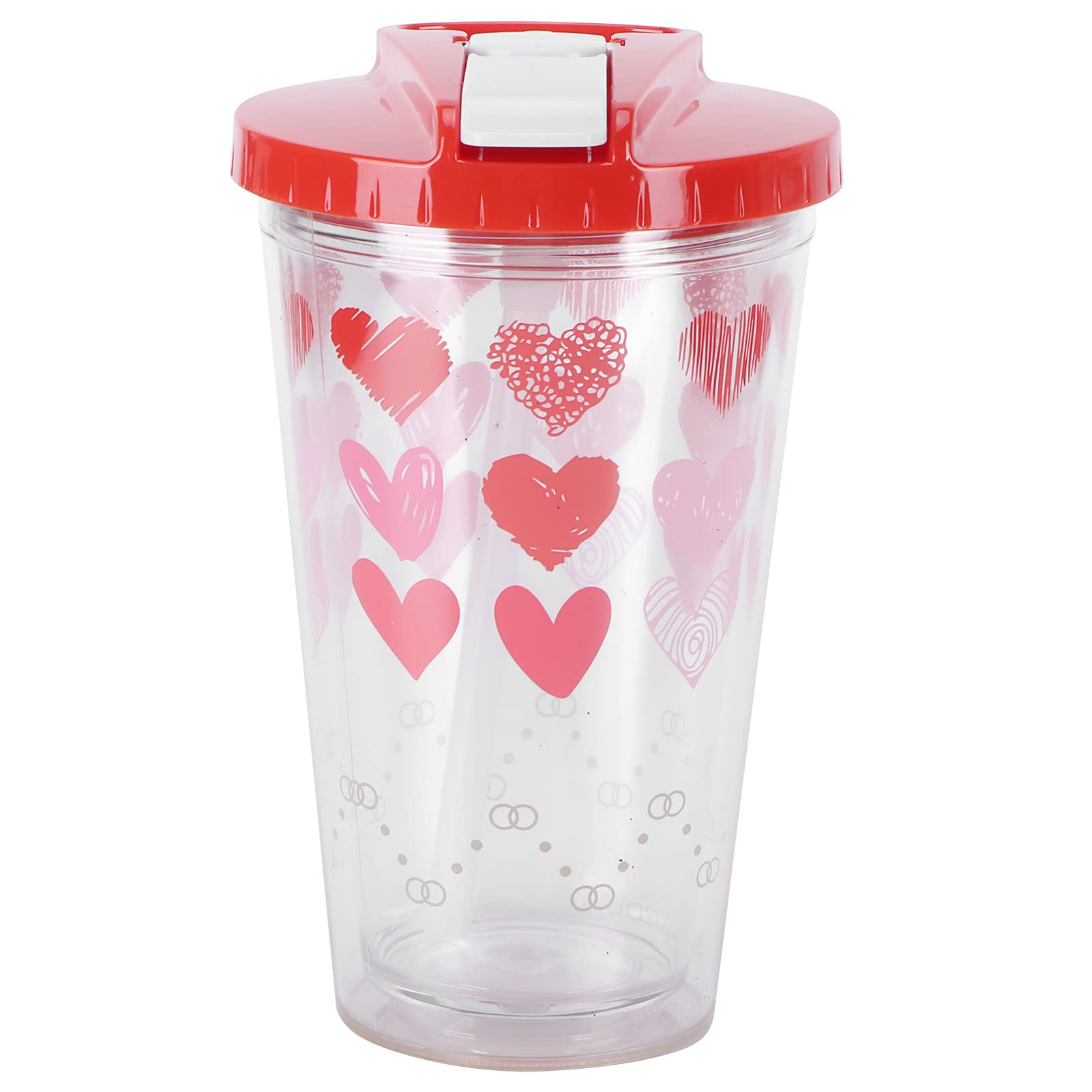 Bindpo Double-Layer Insulated Water Cup with Red Heart Design - Innovative & Cute Drinkware for Hot & Cold Beverages - Perfect for Office, Gym, and Outdoor Activities