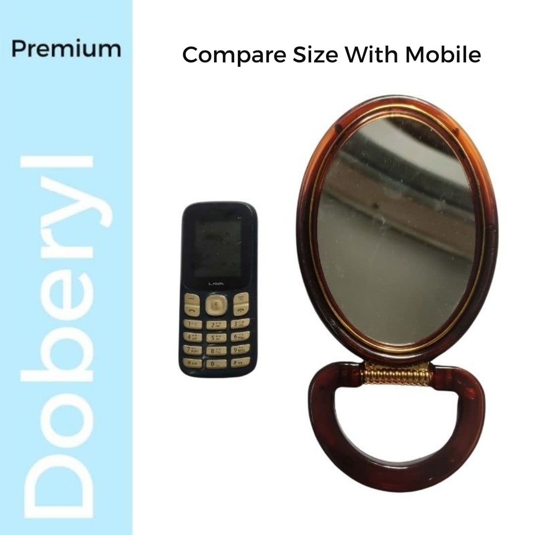 Doberyl Oval Beauty Cosmetic Mirror - Dual Sided 1X/5X Magnifying Makeup Mirror with Light, 6 Inch Travel Mirror for Makeup Application, Skincare & Grooming - Perfect for Home, Travel & Vanity Use