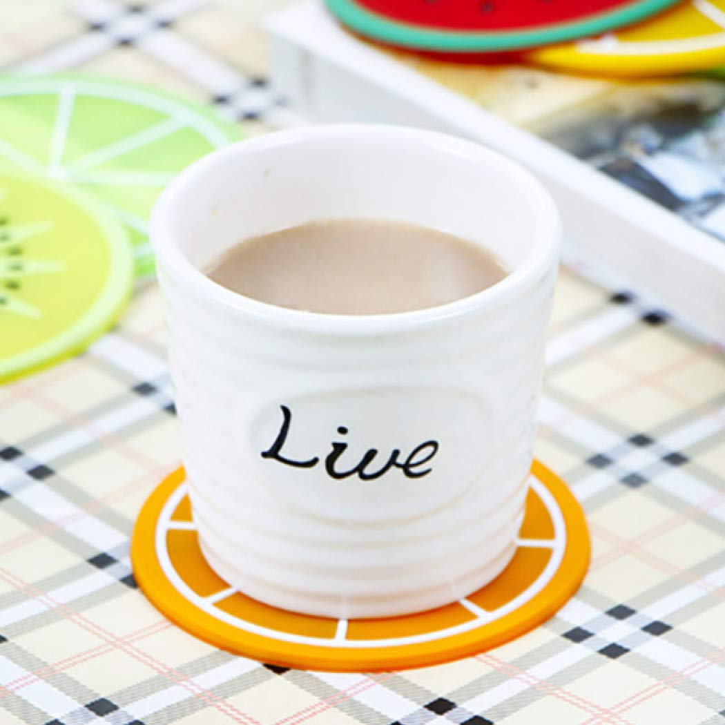 LUCACO Silicone Cup Coaster - Non-Slip Heat Resistant Fruit-Shaped Drink Coasters for Table Protection - Perfect for Coffee, Tea, and Beverages at Home, Office, or Parties
