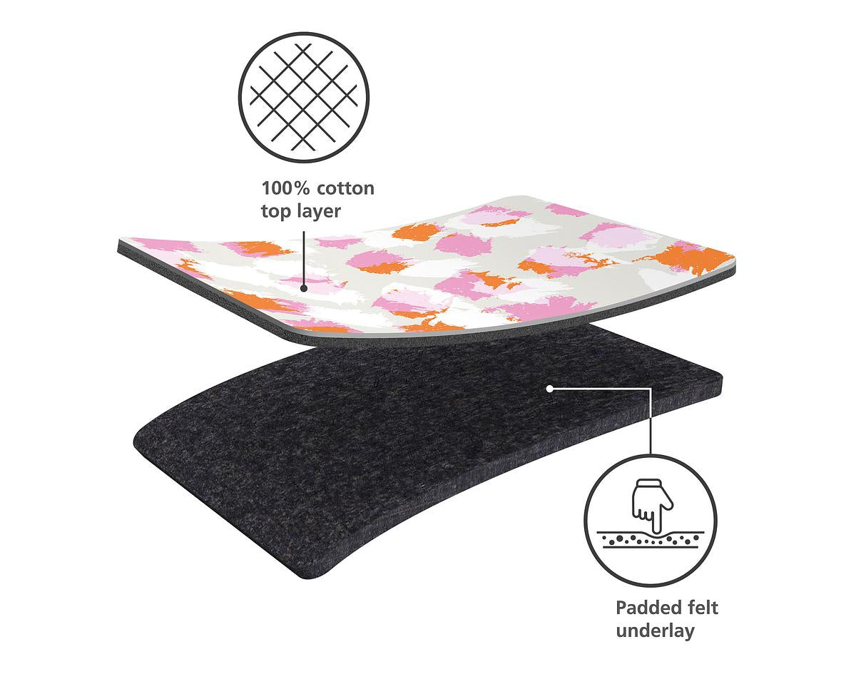 Premium Glide Max Peach Easy Store Ironing Board - 135cm Extra Wide & Stable - Perfect for Home, Laundry Room, or Tailoring Shop