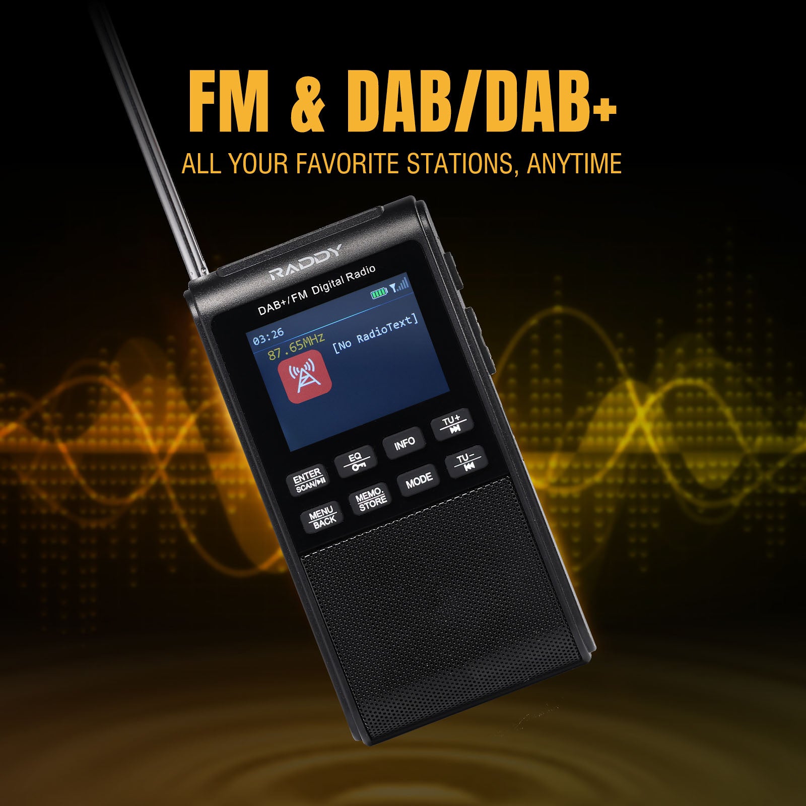 Raddy RD939 Portable DAB/DAB+ FM Digital Radio with Bluetooth 5.3, 5W Speaker, 2