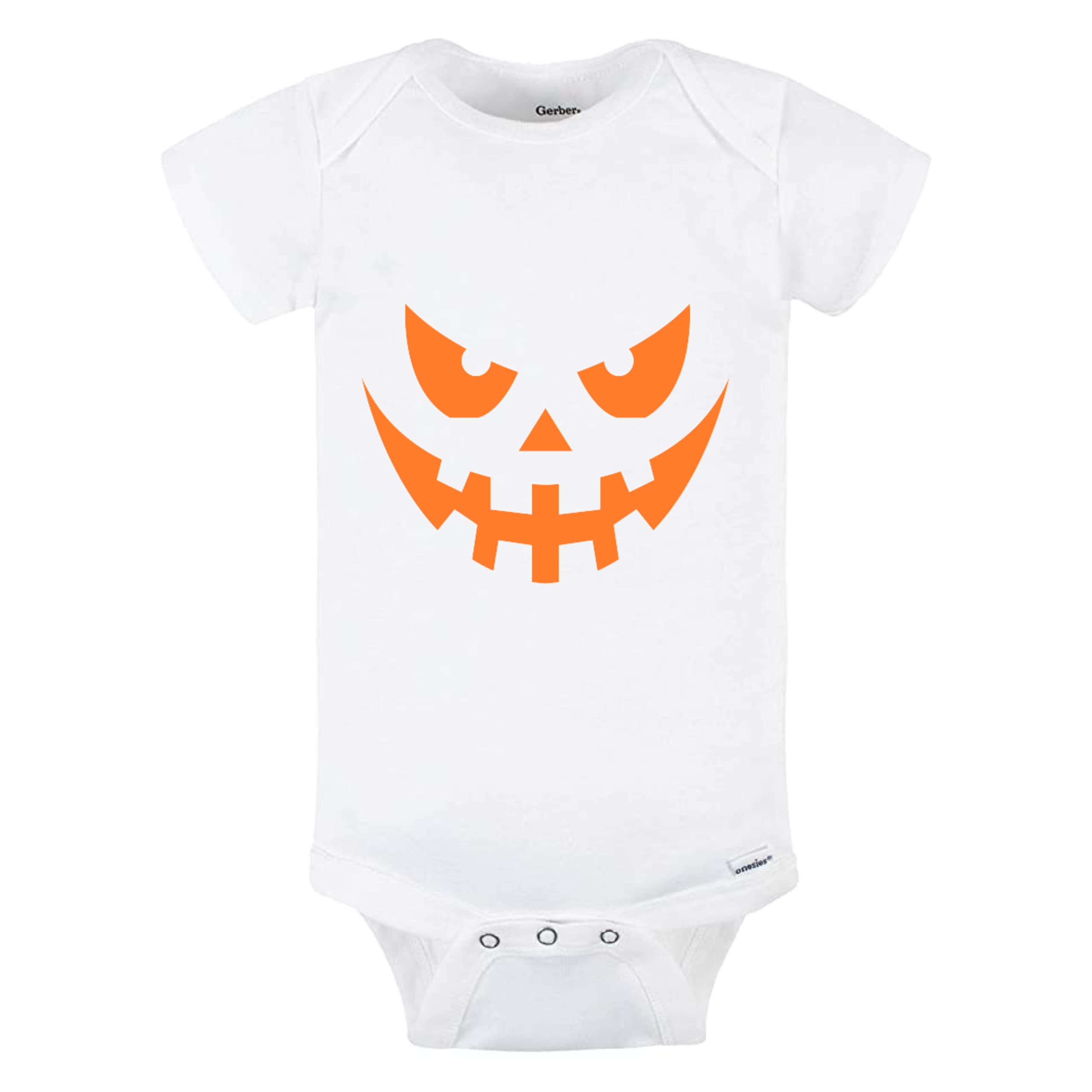 **Halloween Baby Costume - Orange Pumpkin Face Onesie for Boys & Girls, Short Sleeve Black/White Outfit - Perfect for Trick-or-Treating & Halloween Parties**
