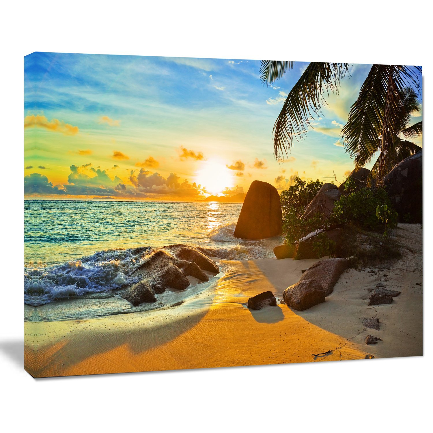 Stunning Tropical Beach Sunset Landscape Photography Canvas Print - Perfect for Living Room, Bedroom & Office Wall Decor