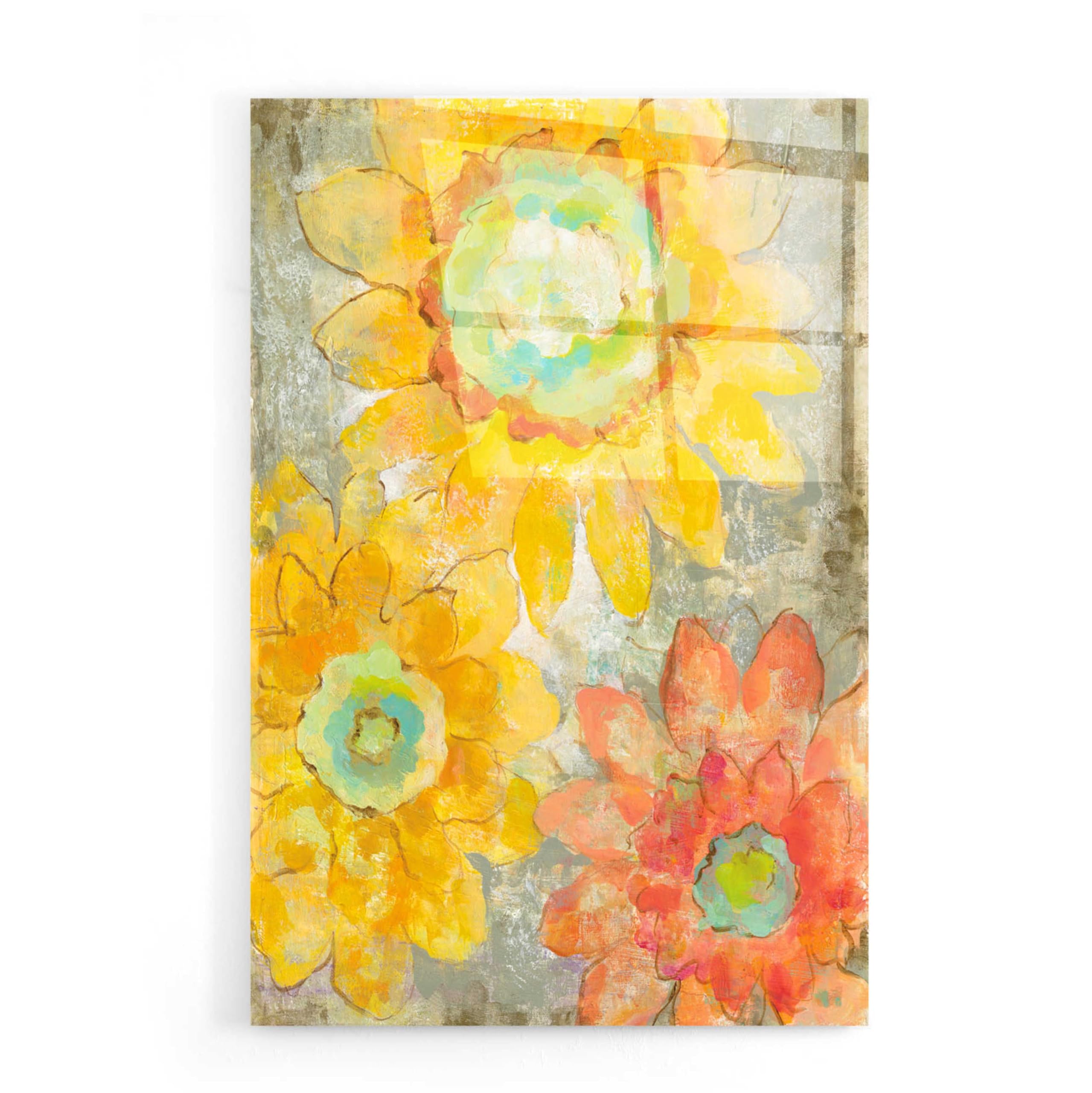 Venezia Fiori I Acrylic Glass Wall Art by Silvia Vassileva - 16x24 Inches Modern Floral Painting for Living Room, Bedroom & Office Decor