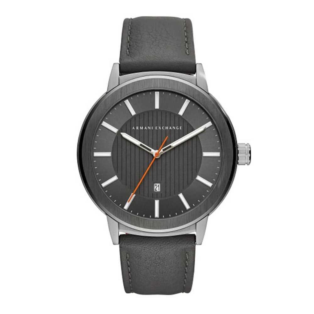 ARMANI EXCHANGE AX1462 Men's Analog Quartz Watch - Stainless Steel Case with Grey Leather Strap - Silver Dial for Business & Casual Wear