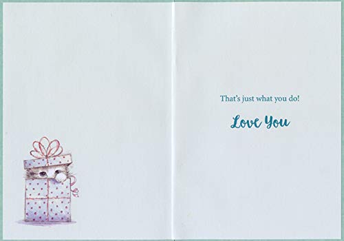 Designer Greetings Gray Kitten Birthday Card with Paws on Present - Perfect for Granddaughter's Birthday, Anniversary & Special Occasions | Cute Cat Greeting Card for Kids, Grandchildren & Animal Lovers