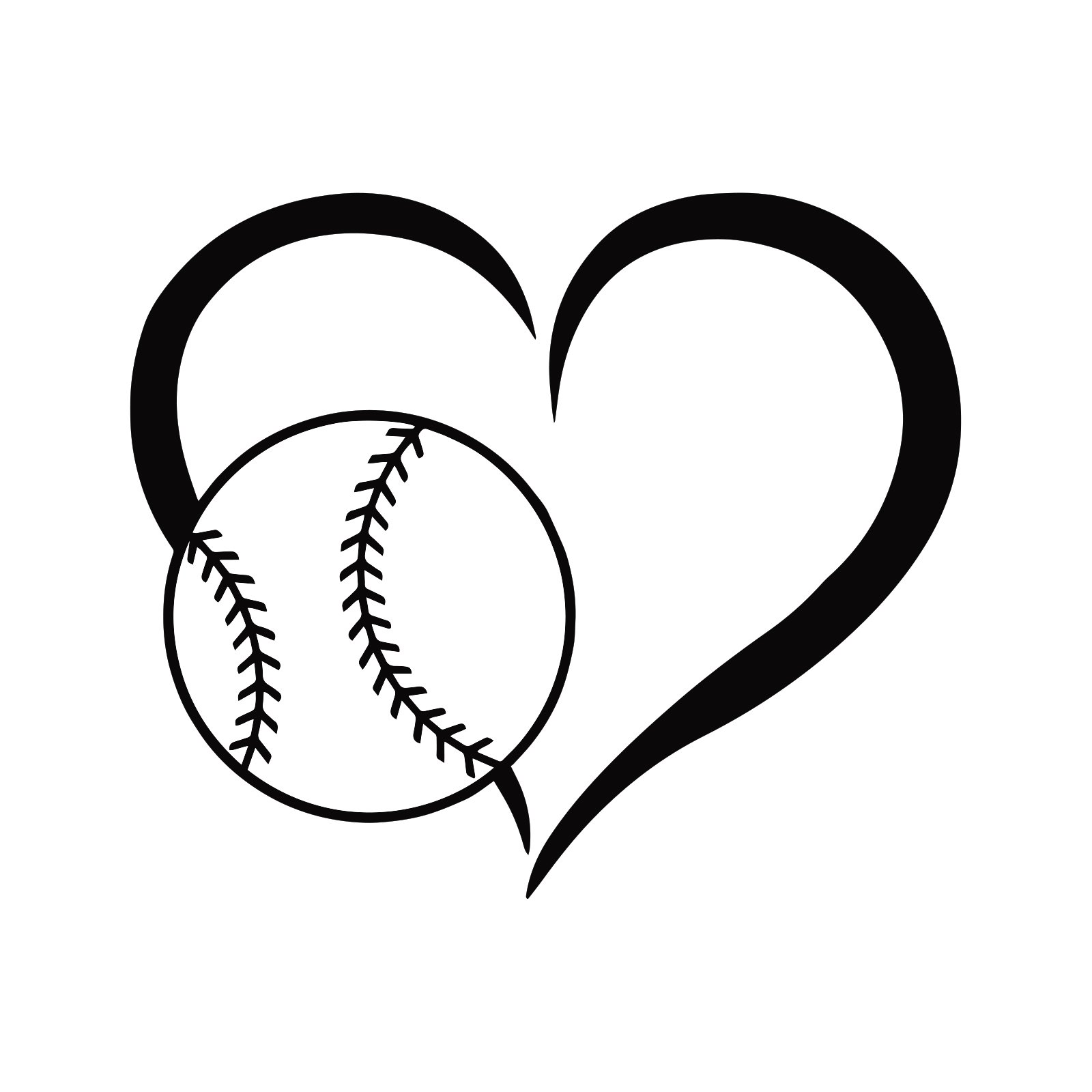 Baseball Heart Decal Sticker - 5.5 Inch Black Vinyl for Notebook, Car, Laptop - Perfect for DIY Crafts, School Supplies & Personalizing Your Belongings
