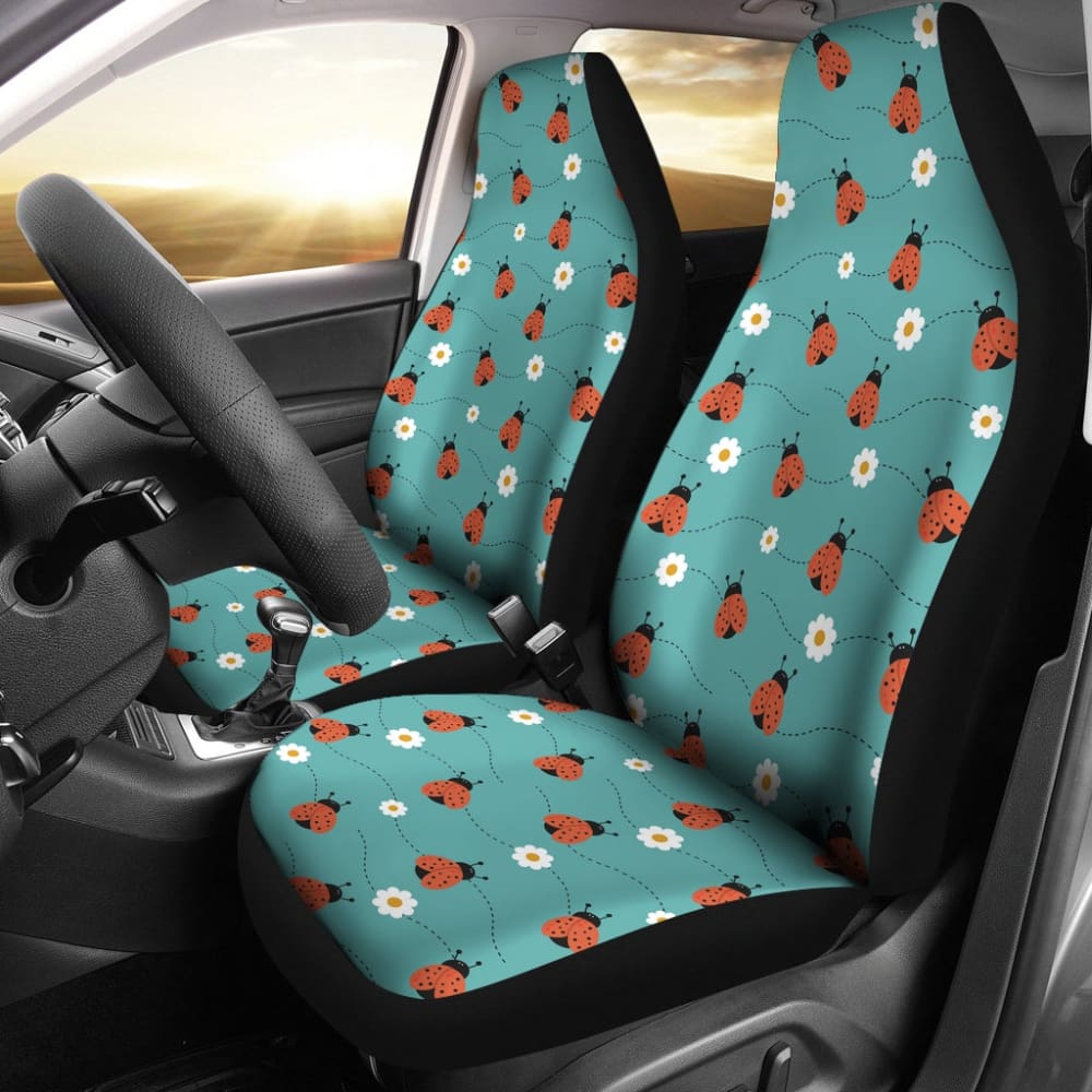Ladybug Love Pattern Car Seat Covers - Cute & Durable Auto Accessories for Women | Perfect Gift Idea for Her | Great for Daily Commute & Road Trips