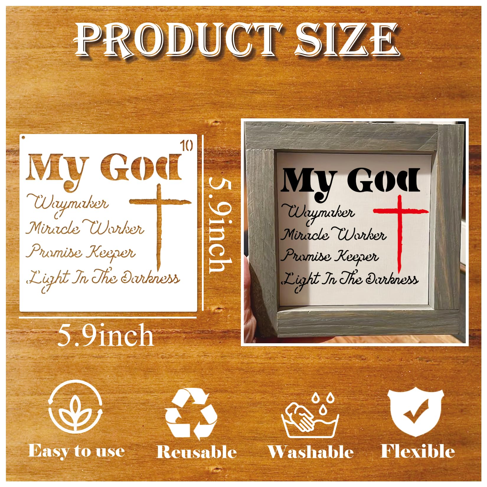 16-Piece Christian Stencils Set for Bible Cross Painting - Reusable Faith Stencils for Wood Signs, Fabric, Canvas, Wallpaper & Home Decor - Perfect for DIY Crafts, Church Projects & Scripture Art