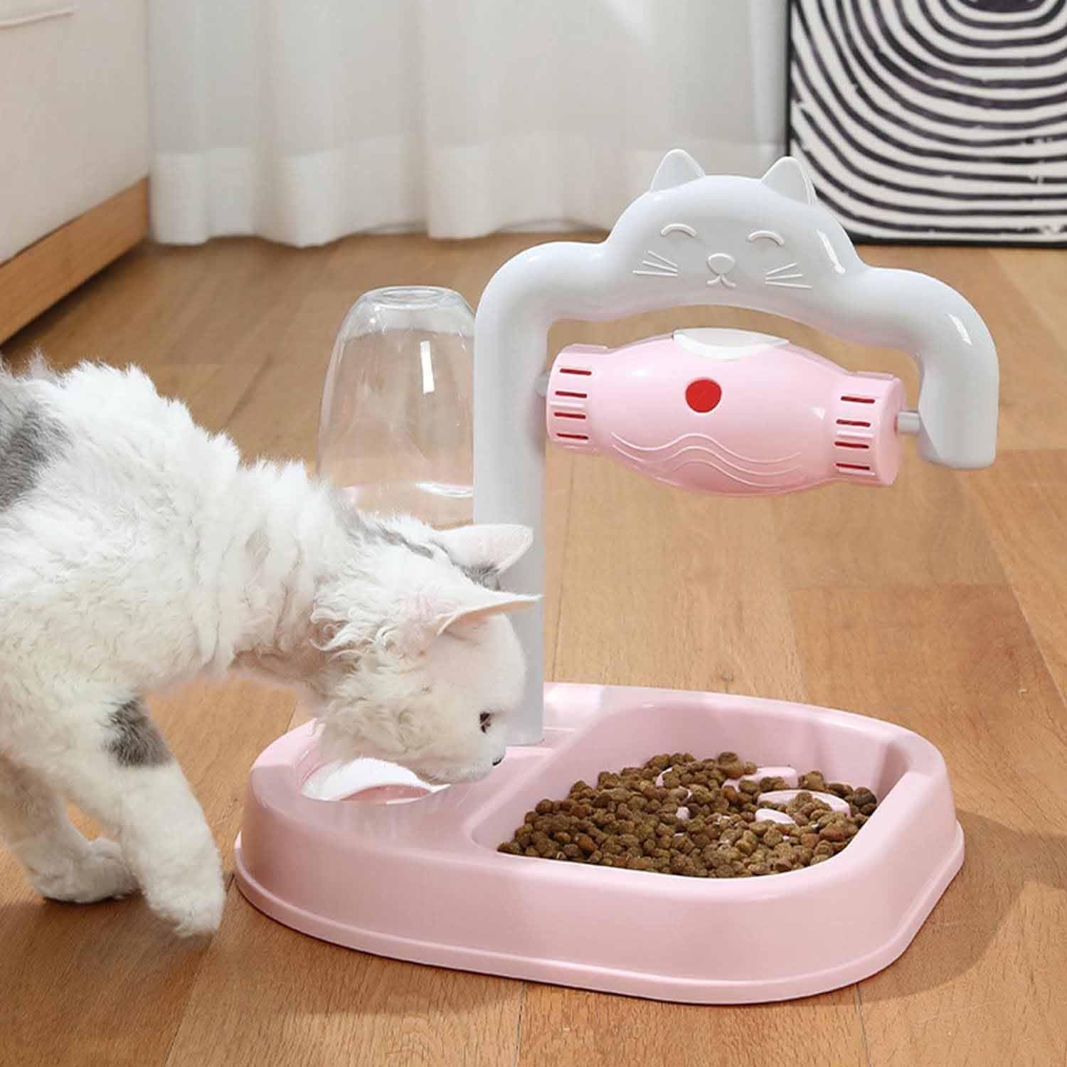 SKOFRI 2 in 1 Automatic Pet Feeder and Water Dispenser for Dogs & Cats - Spill Proof Pet Drinking Fountain with Bottle - Perfect for Puppy, Kitten, and Pet Feeding at Home or Travel