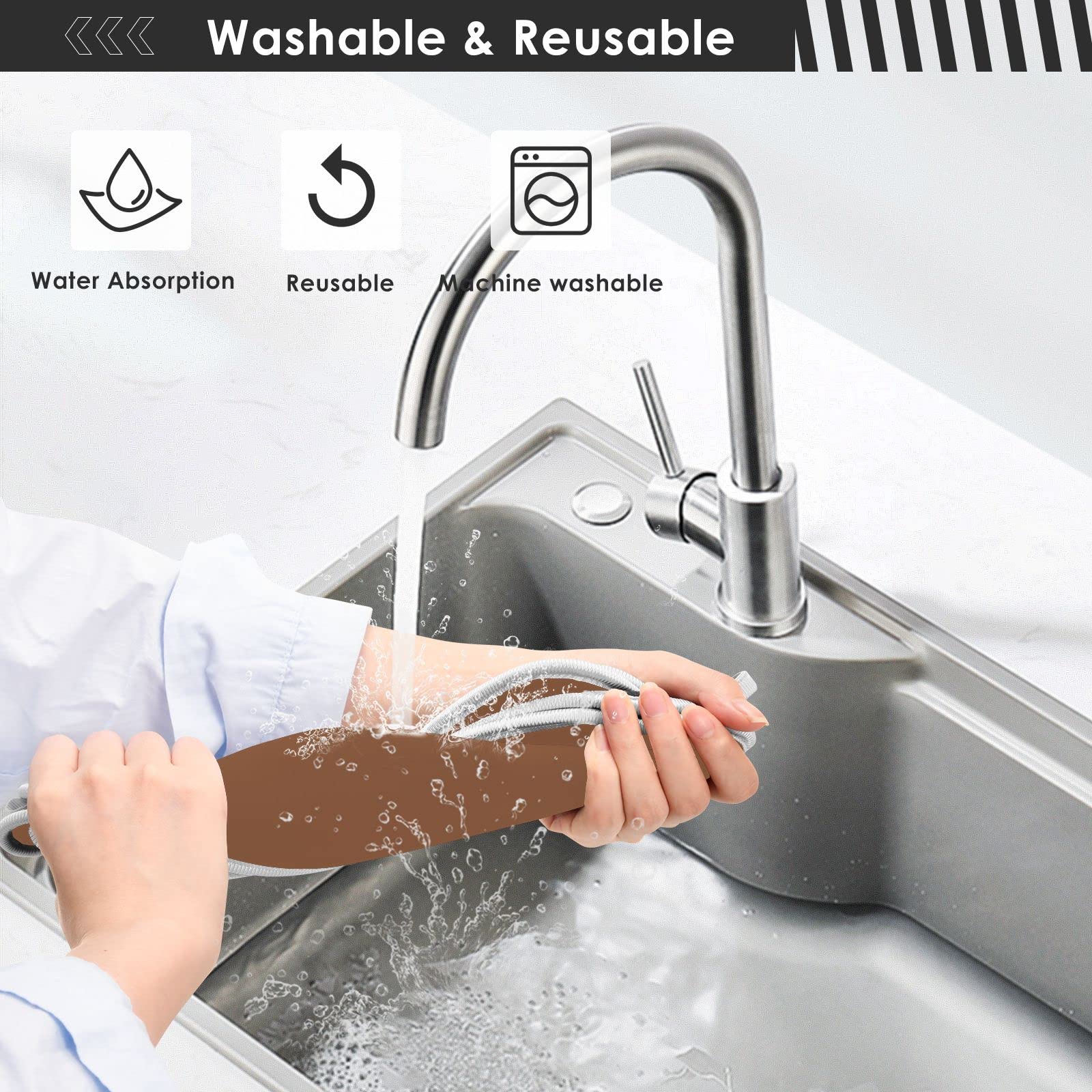 Terracotta Sink Splash Guard Mat - 2pcs, Fast Drying for Kitchen Countertop