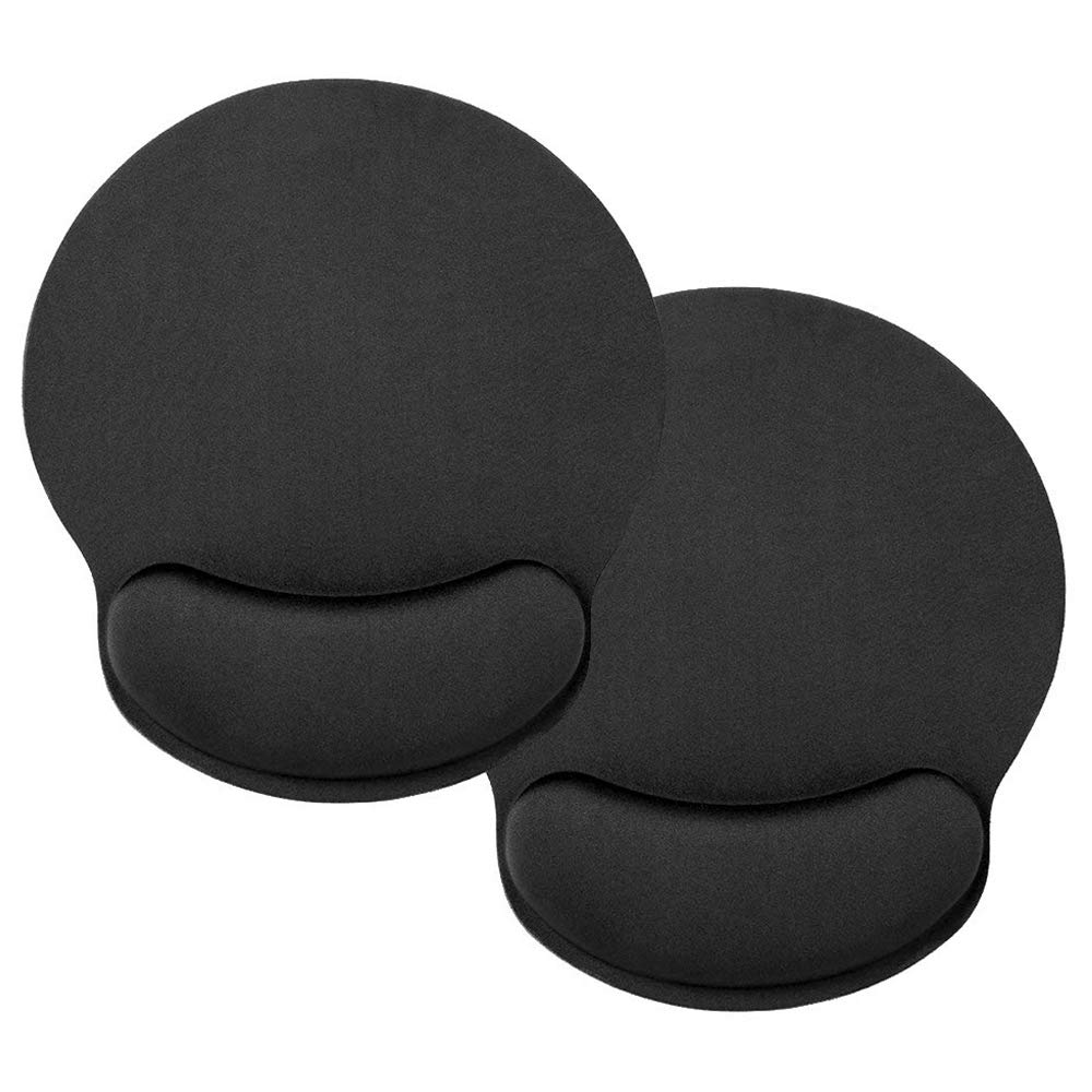 HONESTY Smooth Microfiber Memory Foam Mouse Wrist Pad - Ergonomic Wrist Rest Support for Pain Relief, Comfortable Typing & Gaming (2-Pack, Black) - Perfect for Office, Home & Gaming Setup