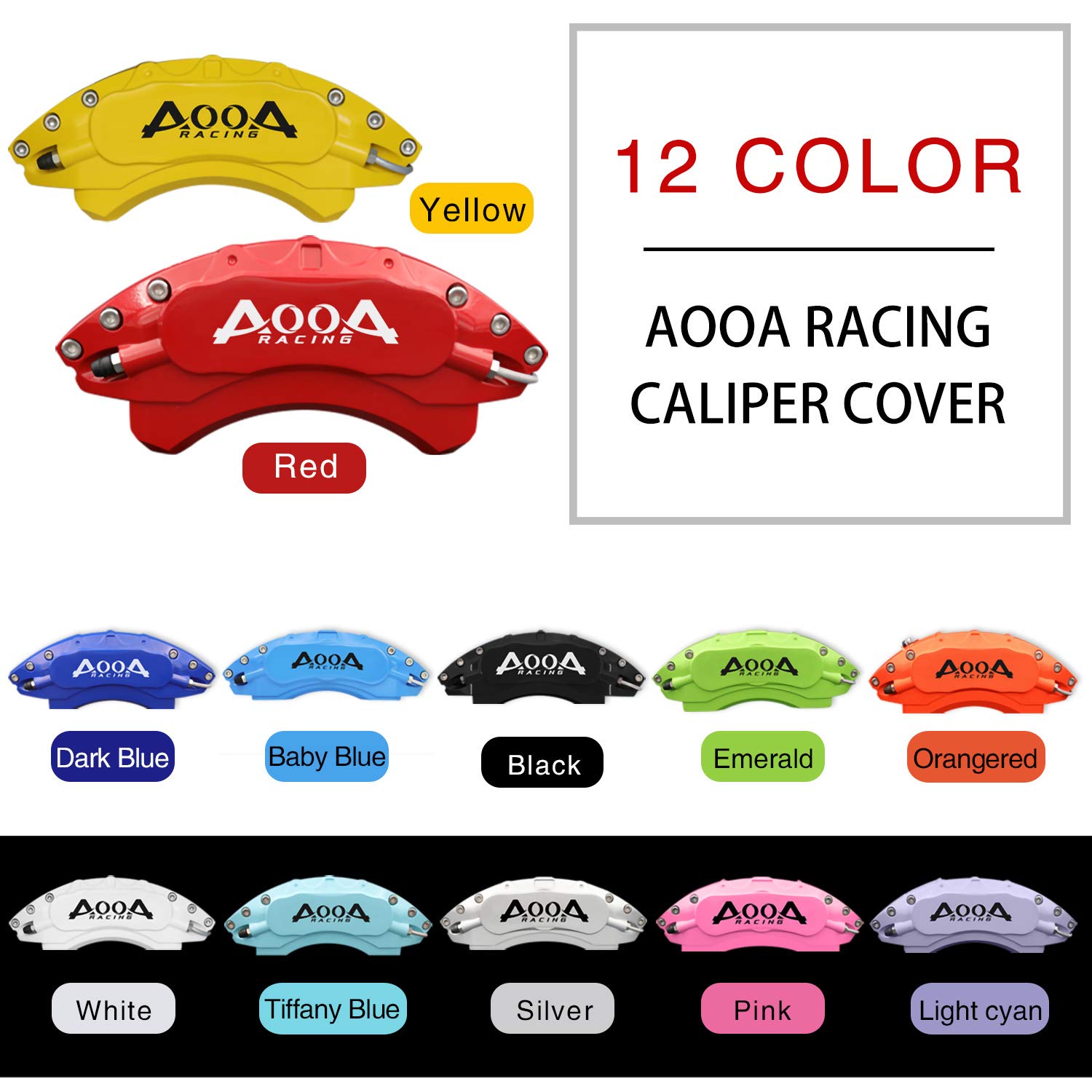 AOOA Red Brake Caliper Covers for 2008-2013 Ford Mustang - Set of 4 | High-Performance Protection & Custom Style Upgrade for Sports Cars