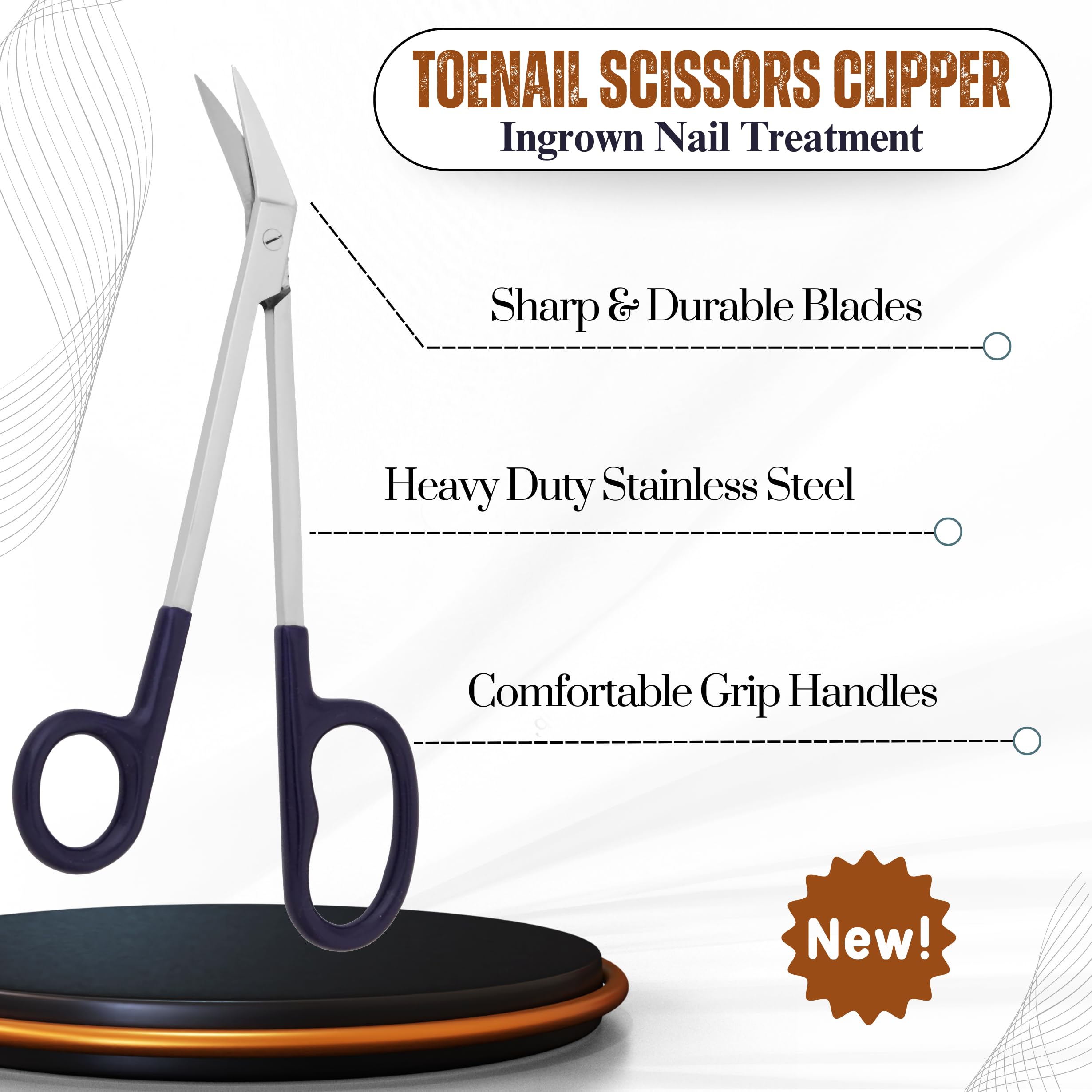 ASM® Extra Long Toe Nail Scissors & Clippers for Thick Nails - Professional Manicure Pedicure Tools for Seniors with Arthritis - 7