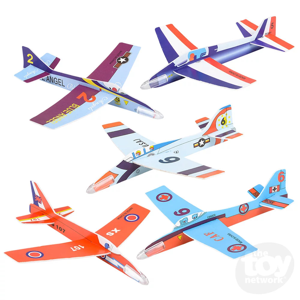 7 Foam Fighter Gliders for Kids - Durable Styrofoam Airplane Toys for Outdoor Play, Birthday Parties & STEM Learning - Pack of Colorful Flying Glider Planes for Boys & Girls Ages 5-12