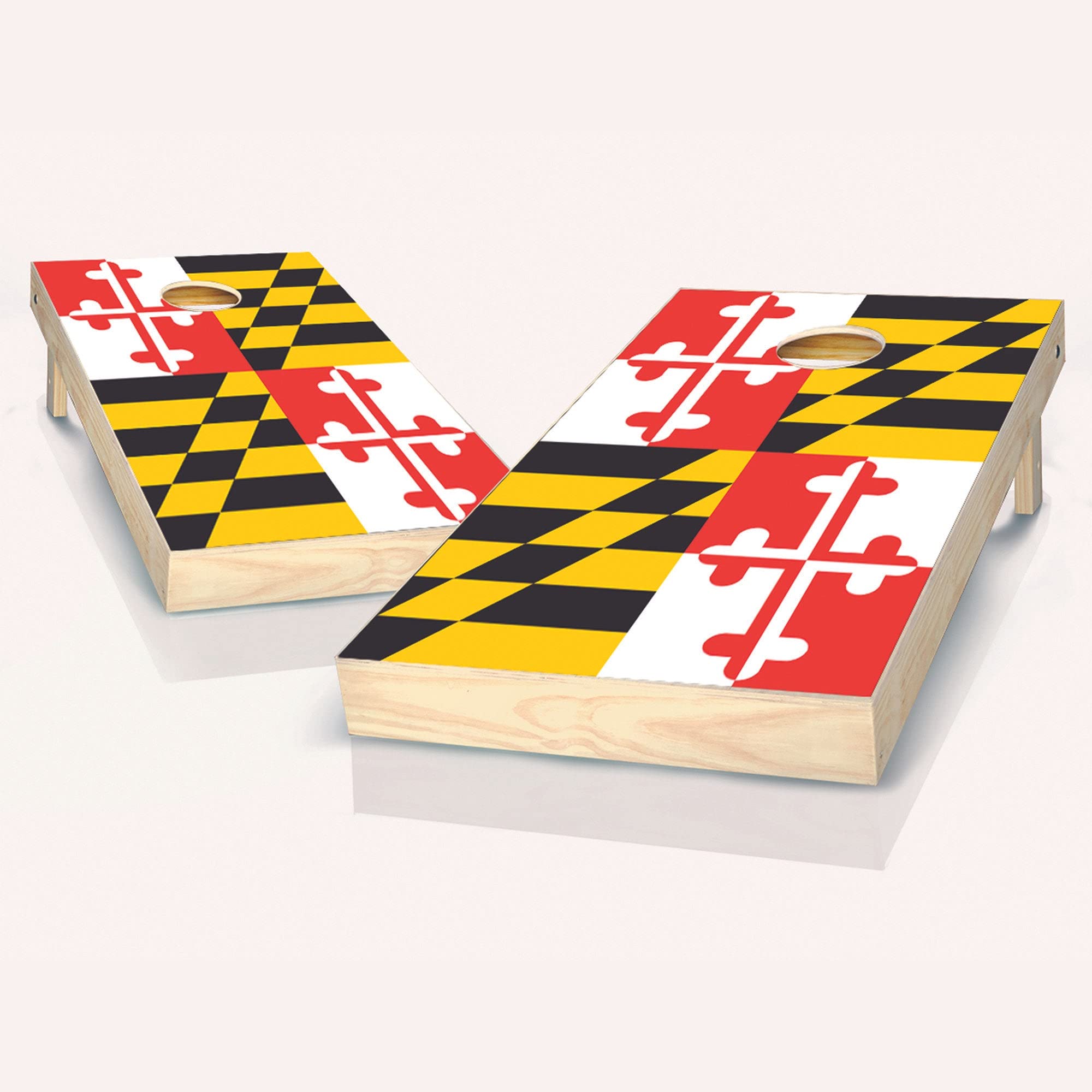 Skip's Garage Maryland State Flag Cornhole Boards Set - 2 Boards & 8 Bags with Accessories - Premium Outdoor Lawn Game for Backyard, Tailgating, and Parties