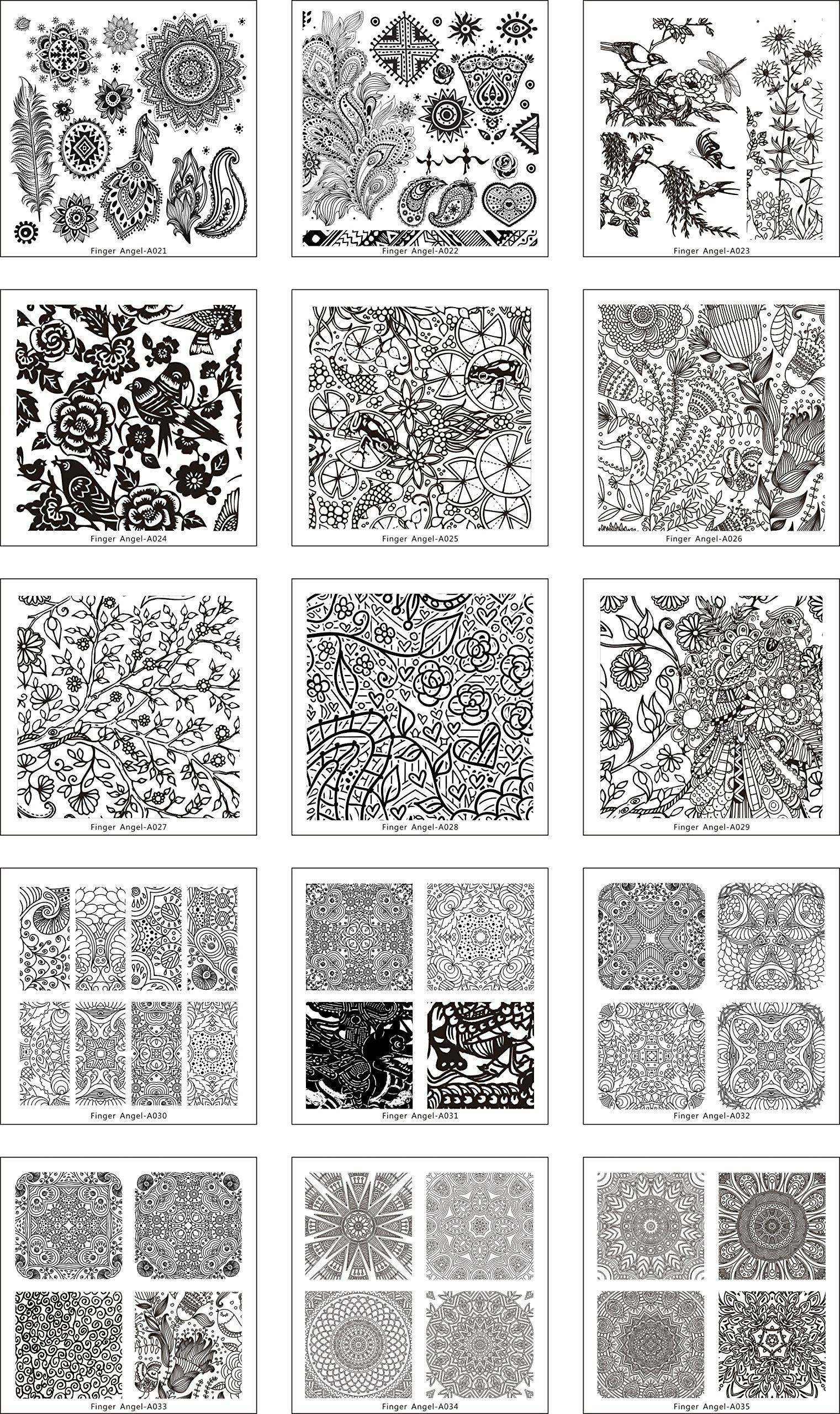 15 Pcs Nail Stamping Plates Kit with Stamper - Professional DIY Nail Art Design Tools for Salon & Home Manicure (A021-035) - Perfect for Parties, Weddings & Special Occasions