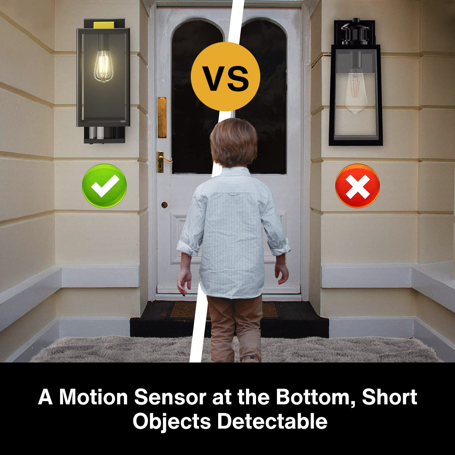 Motion Sensor Outdoor Wall Lights - Dusk to Dawn Security Lighting, Modern Black Square Exterior Wall Lantern with 3 Brightness Modes, Waterproof IP65 for Garage, Porch, Patio & Backyard (Bulb Not Included) - Ideal for Home Security, Pathway Illumination & Nighttime Safety