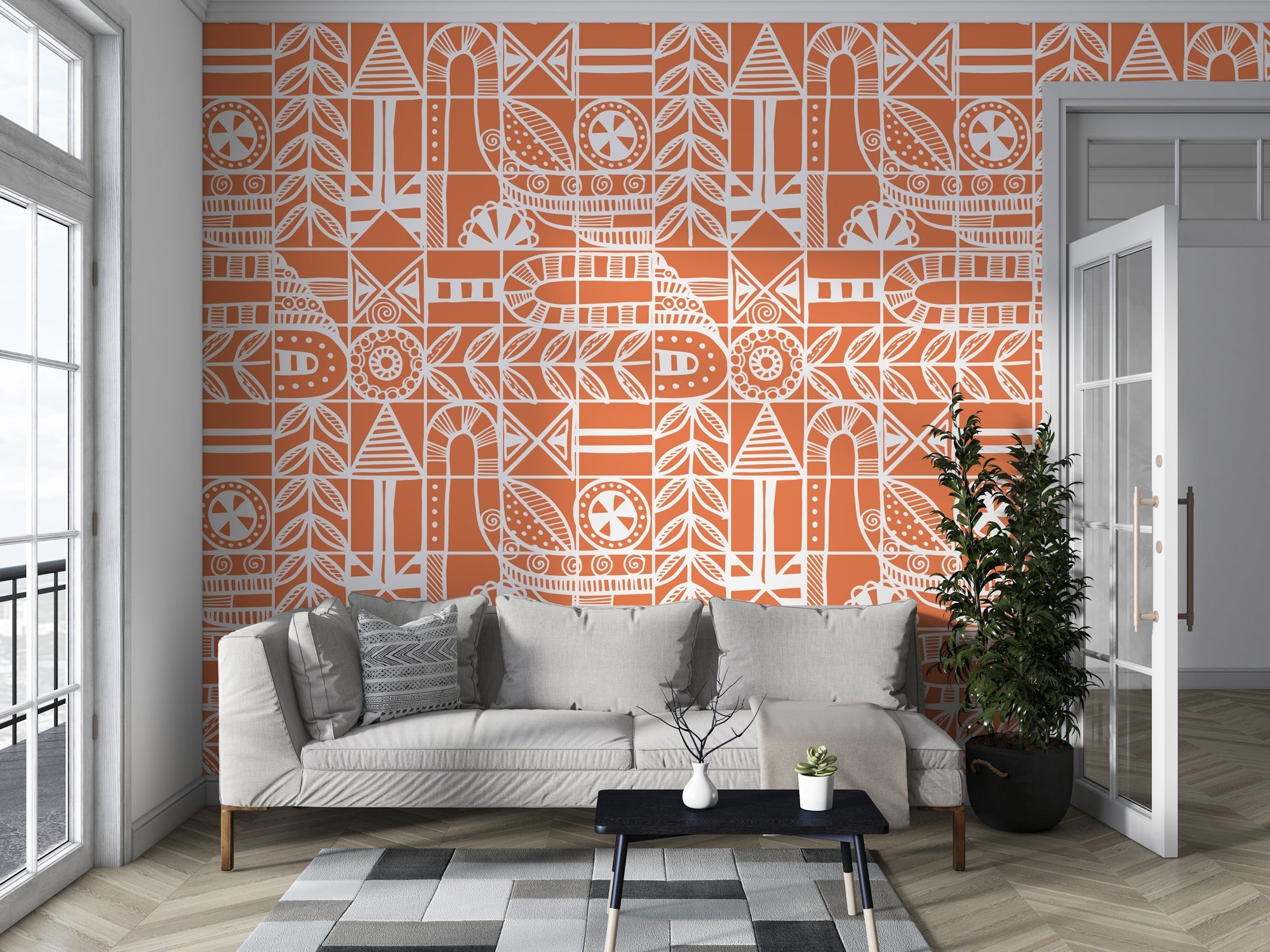 Bohemian Wallpaper Mural - Handmade Artistic Wall Decor for Living Room, Bedroom & Office | Create Unique Bohemian Style Spaces