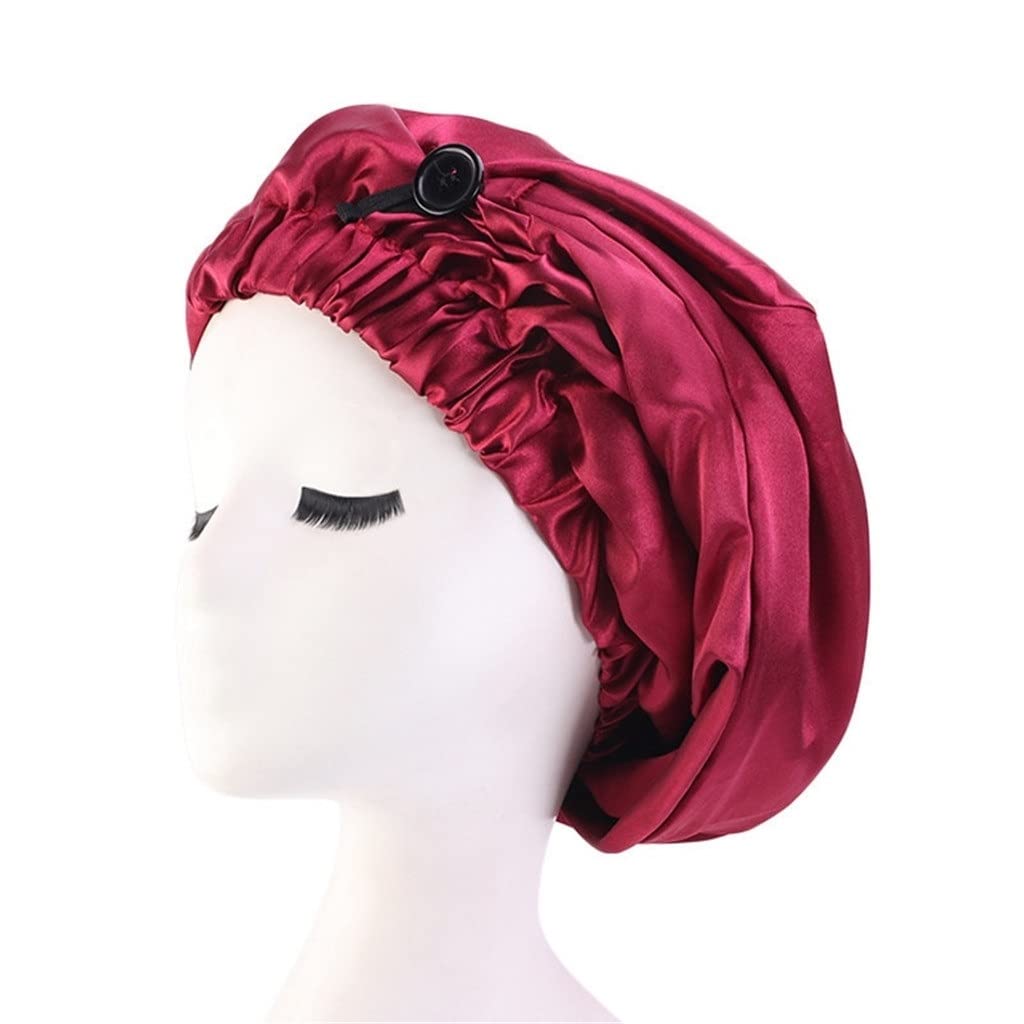 GRETD Adjustable Satin Sleep Cap for Women - Soft Hair Turban Night Bonnet for Hair Protection & Styling (One Size, Multiple Colors) - Perfect for Bedtime, Travel & Salon Use