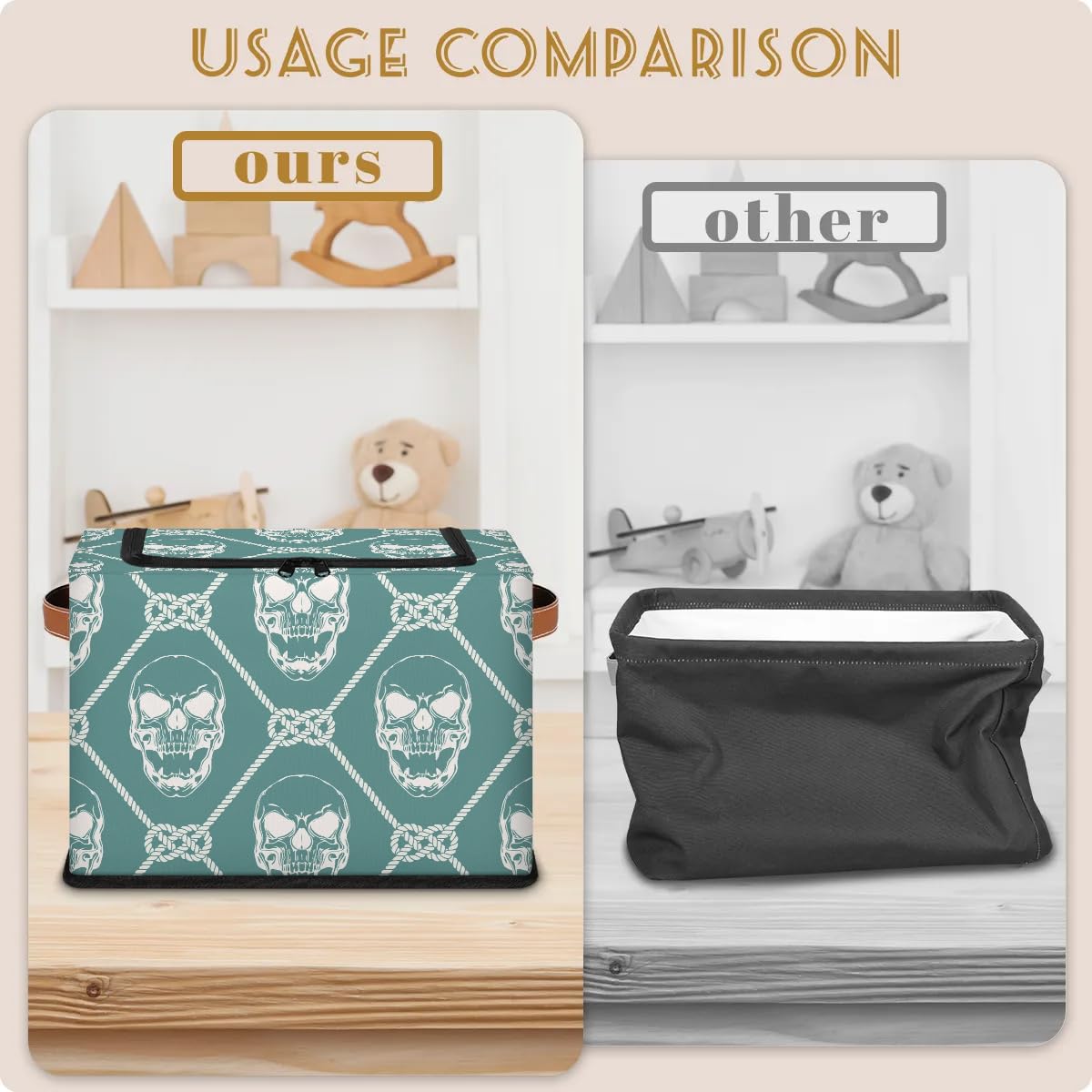 2-Pack Skeleton Rope Plaid Storage Bins with Zipper Lid | Stackable Closet Organizer Baskets with Metal Frame & PU Handles | Perfect for Clothes, Toys, and Home Organization