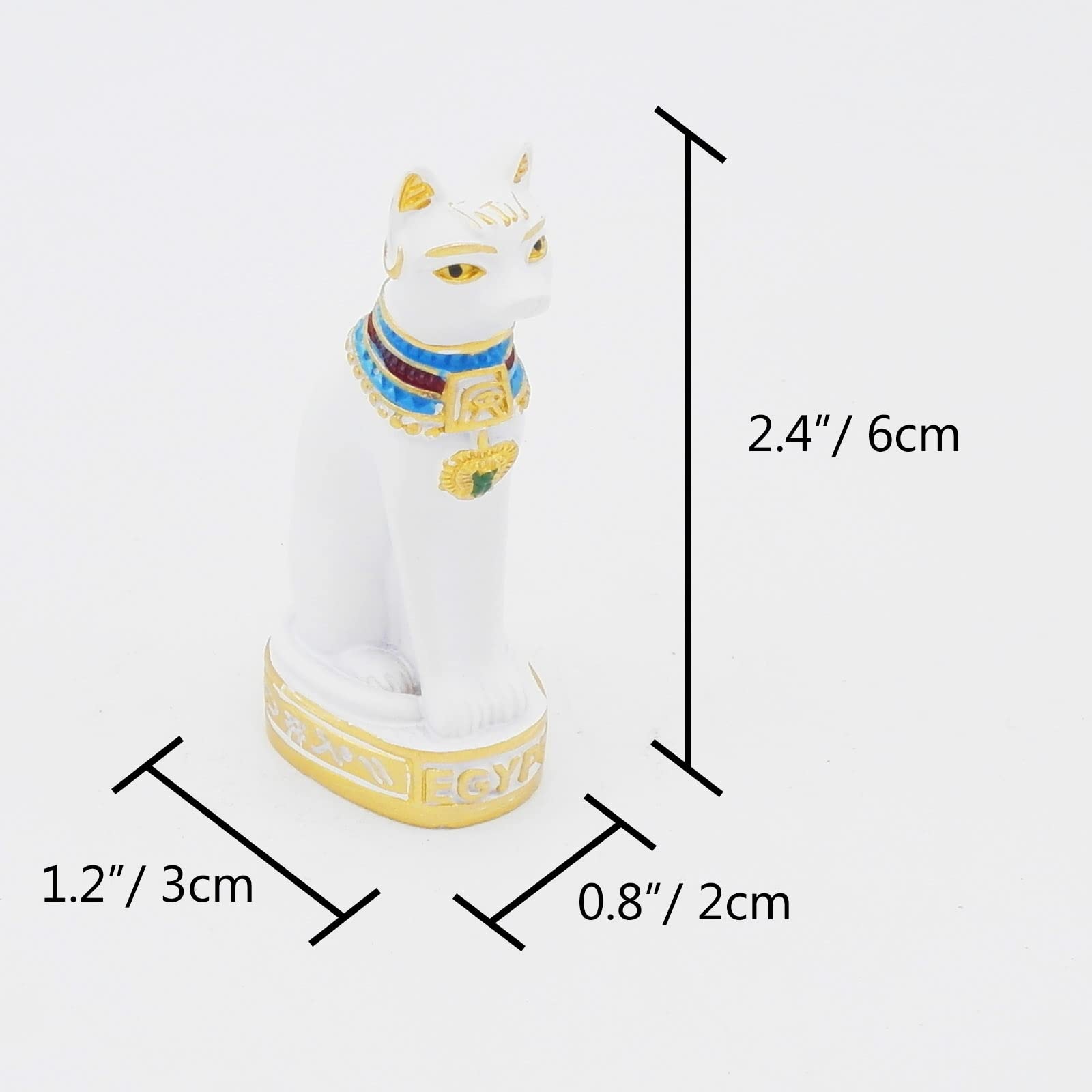 Egyptian Cat Bastet Statue - Ancient Egypt Reptile Terrarium Decor, White Ceramic Sculpture for Aquarium & Reptile Tank - Perfect for Egyptian Theme Decor, Home Office Display, and Reptile Habitat Enrichment