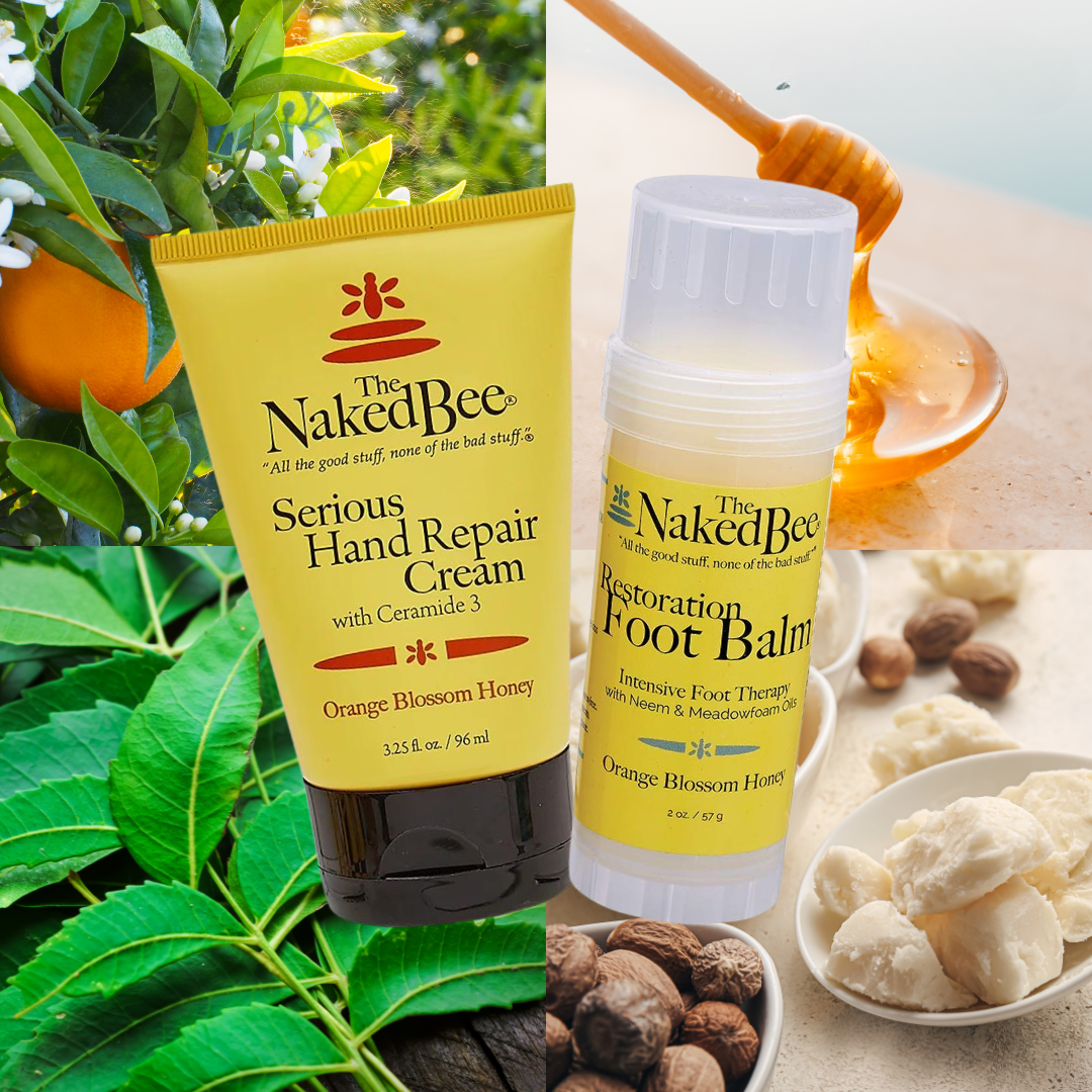 The Naked Bee Orange Blossom Honey Hand & Foot Care Gift Set - Moisturizing Lotion & Cream for Dry Skin, Perfect Spa Day & Self Care Pampering at Home