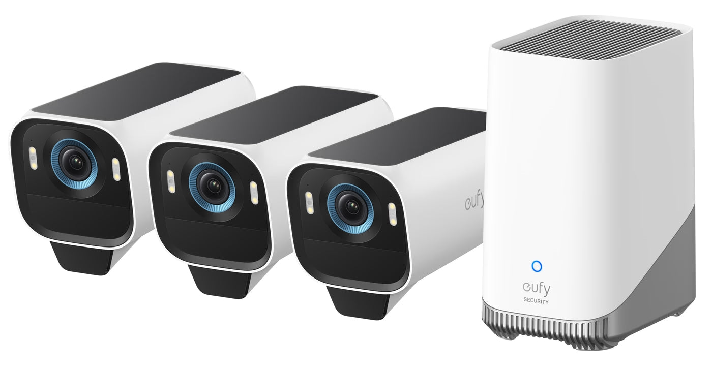 EufyCam S3 Pro 3-Pack with HomeBase 3 - 4K Wireless Security Camera System for Home & Business Surveillance | Weatherproof Outdoor/Indoor Use