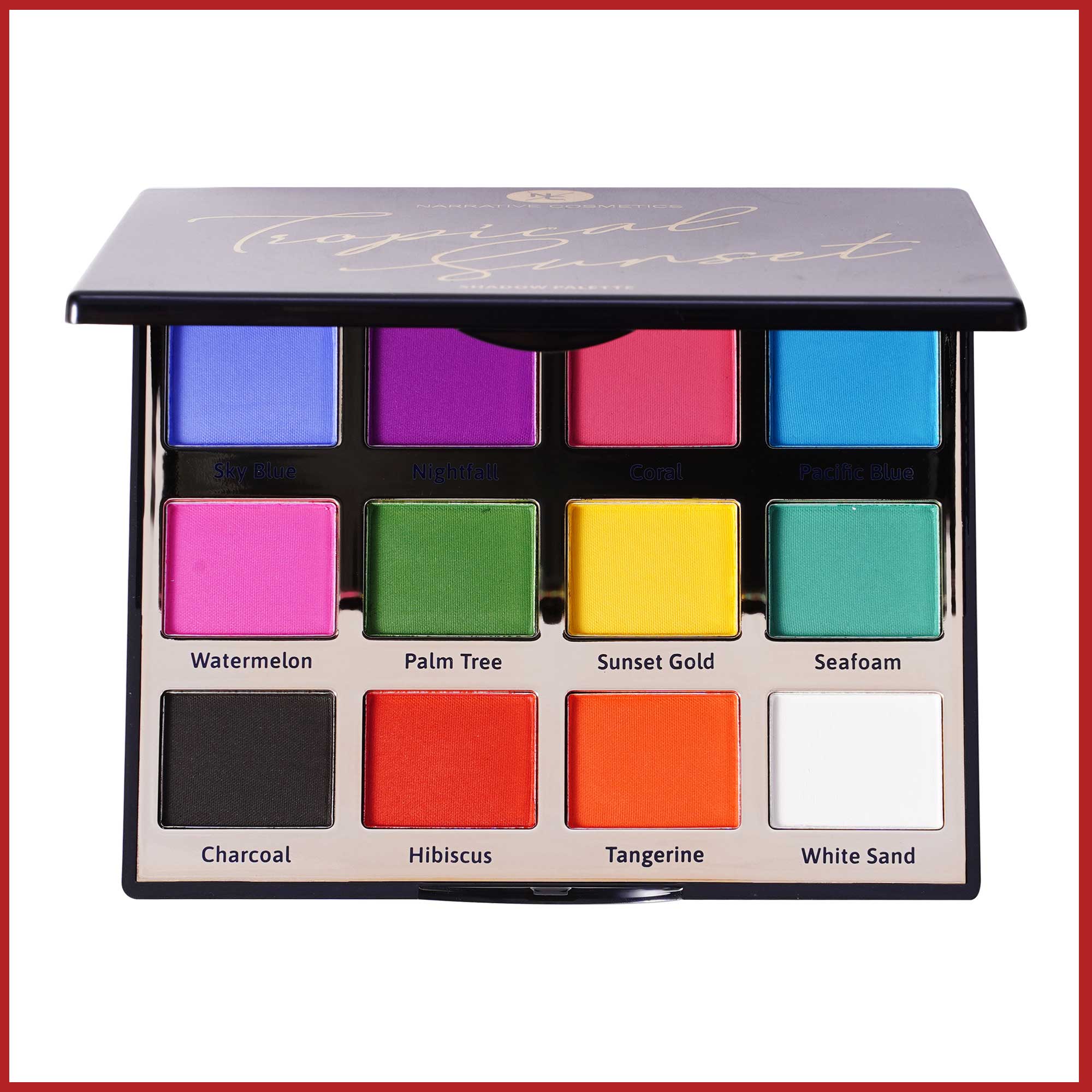 Vegan & Cruelty-Free 12 Color Tropical Sunset Eyeshadow Palette - Long Lasting, Highly Pigmented Makeup for Party, Wedding & Everyday Wear