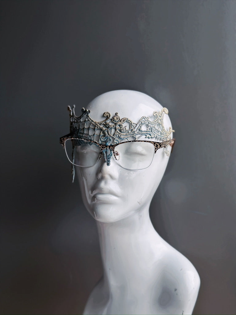 Pale Blue Gold Eyeglass Mask - Anti-Fog, Comfortable & Stylish for Reading, Driving & Outdoor Activities