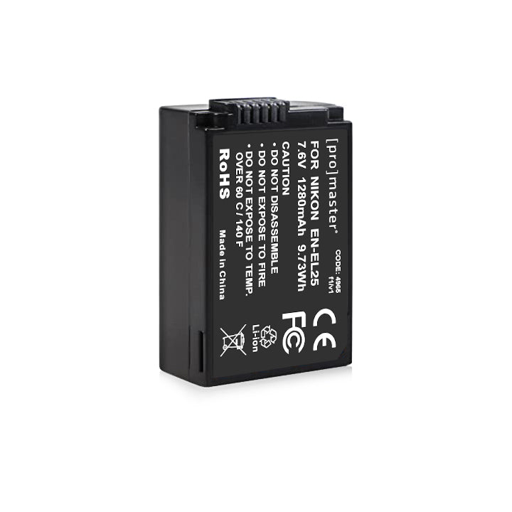Promaster Nikon EN EL25 Rechargeable Lithium Ion Battery (7.6V, 1280mAh) - Compatible with Nikon DSLR Cameras - Perfect for Travel Photography & Professional Shooting