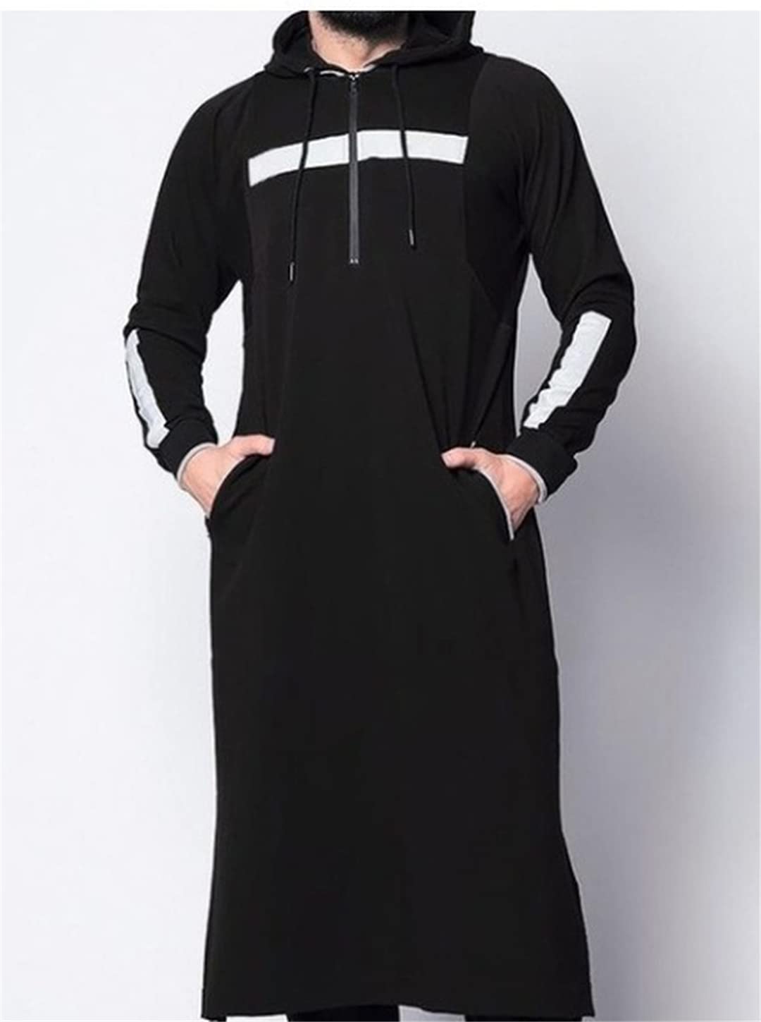 Men's Jubba Thobe - Arabic Islamic Clothing Muslim Dress Saudi Long Robe Abaya Dubai Kaftan - Loose Blouse Sweater Hoodies Tops - Gray XXL - Perfect for Eid Prayer, Mosque Wear & Traditional Occasions