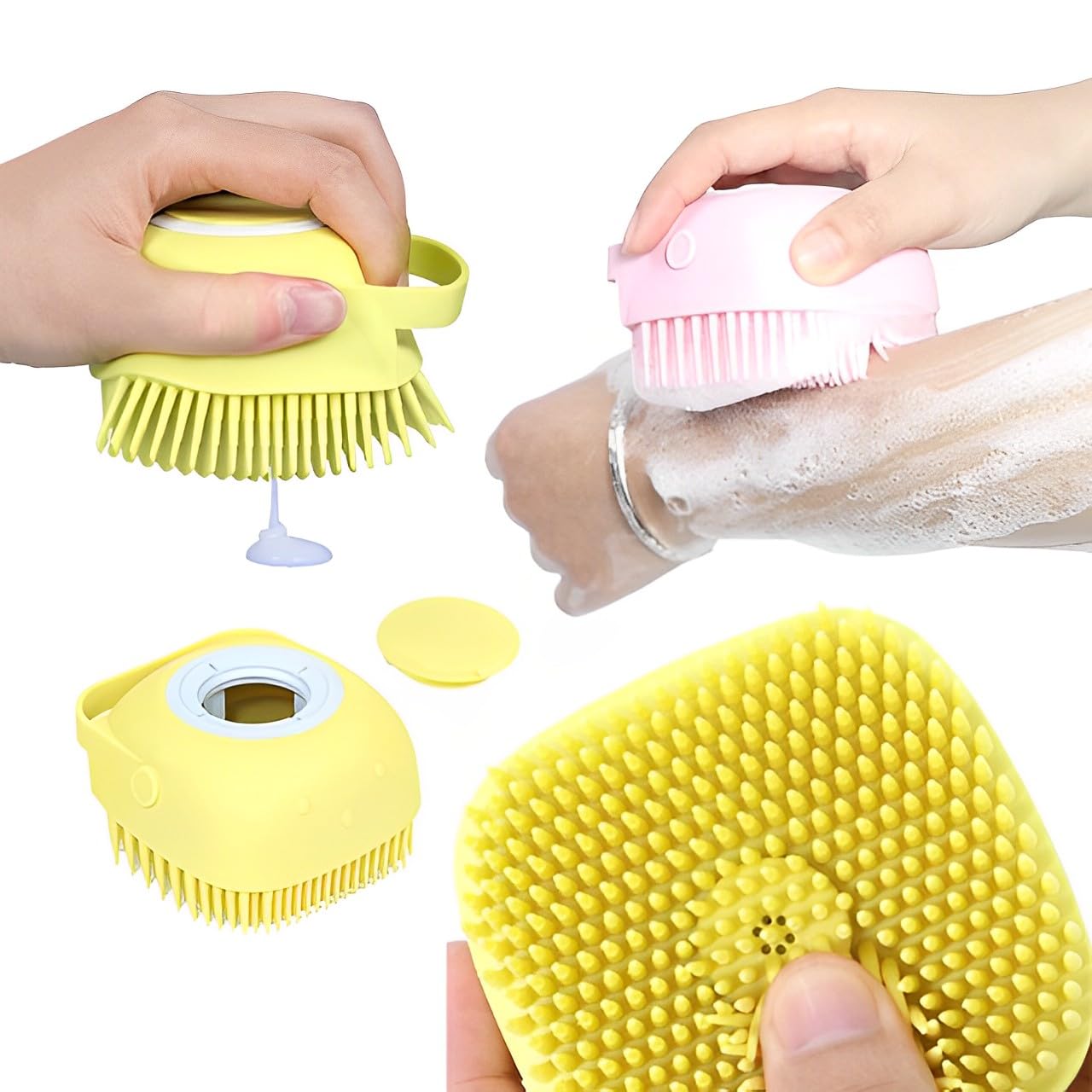 TLISMI 2-in-1 Silicone Bath Brush with Soap Dispenser - Exfoliating & Massaging for Men & Women - Perfect for Shower & Spa