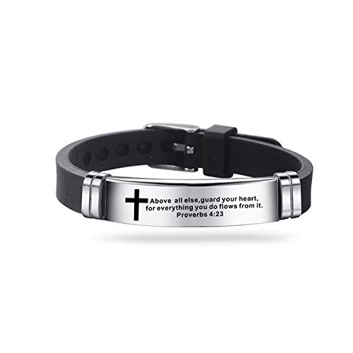 DWJSu Christian Cross Bracelet for Men & Women - Inspirational Bible Verse Wristband with Religious Scripture Quote - Perfect for Church, Prayer & Daily Faith Encouragement
