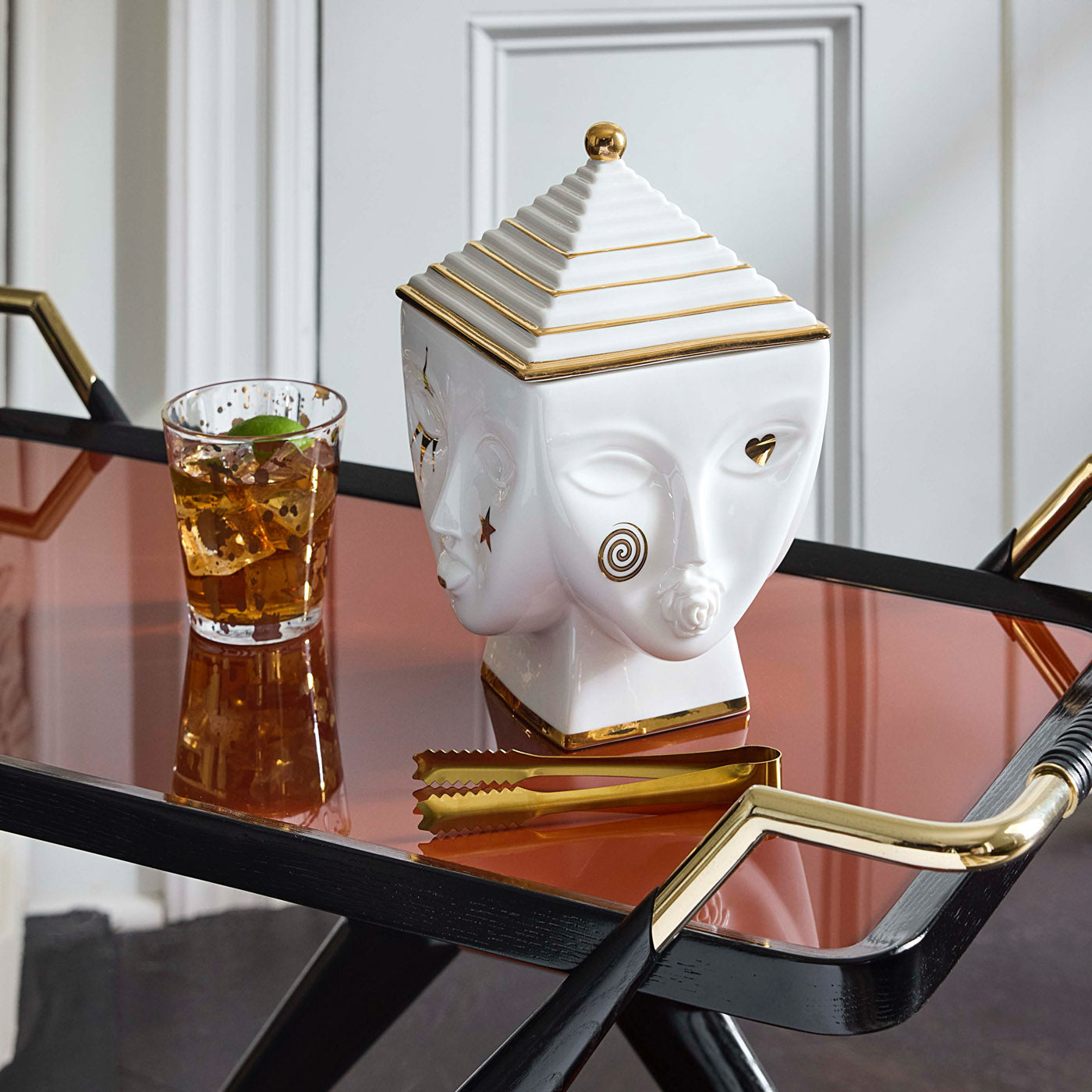 Stylish Trocadero Bar Cart - Modern Rolling Drink Cart with Wheels for Home Bar, Living Room, or Outdoor Entertaining - Perfect for Cocktail Parties & Hosting Guests
