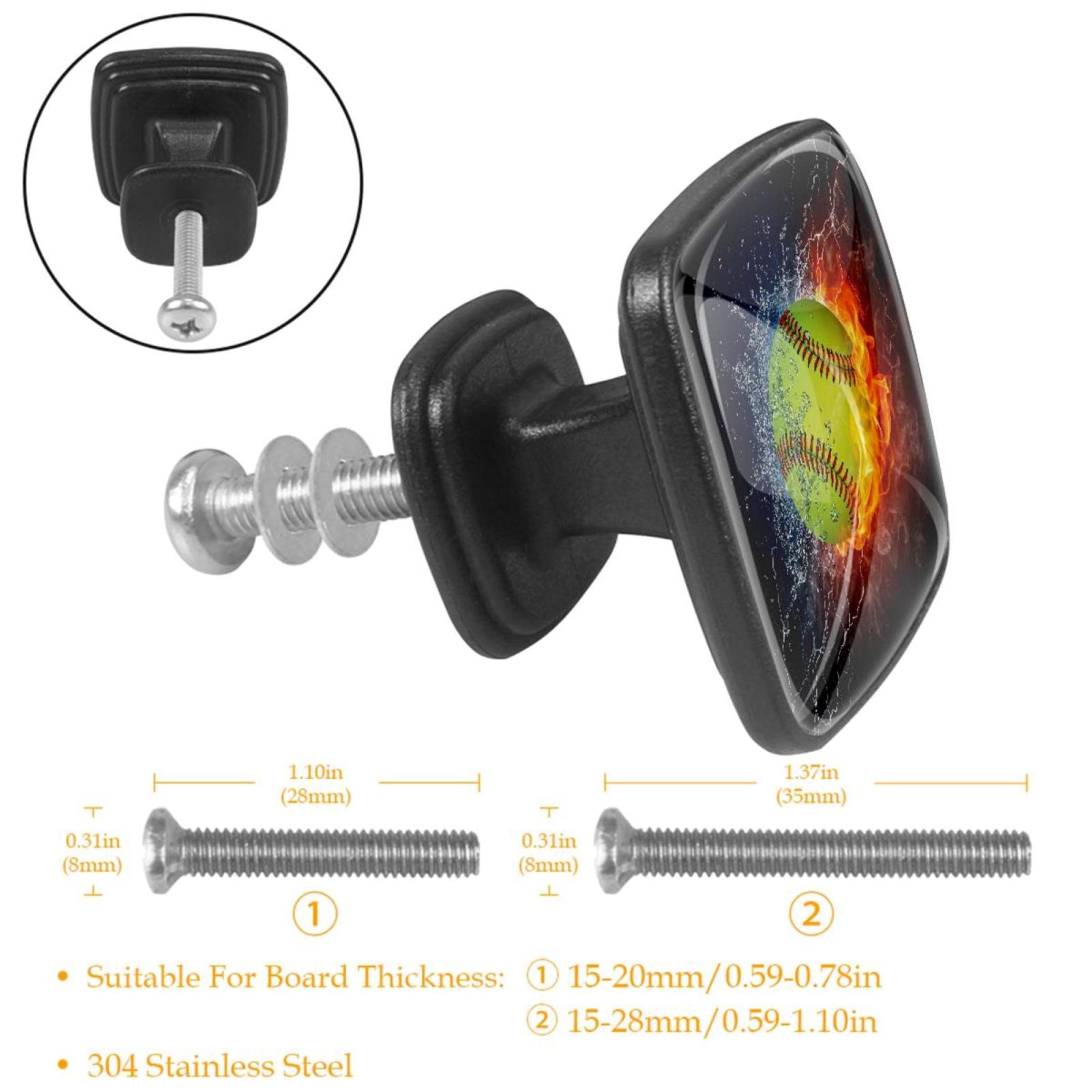 12-Piece Fire and Ice Crystal Glass Cabinet Knobs Set - 30mm Square Softball Drawer Pulls for Kitchen, Bedroom & Bathroom | Stylish Hardware for Wardrobe, Cupboard & Dresser (Perfect for Home Renovation & DIY Projects)