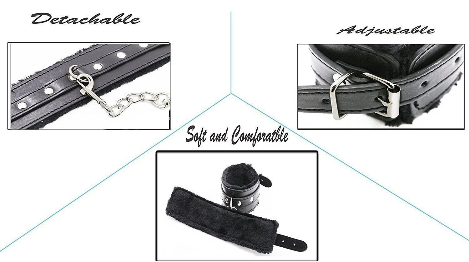 Luxury Soft Velvet Blindfold Eye Mask & Faux Fur Leather Handcuffs Set for Adults - Black - Perfect for Sensual Play, BDSM, Couples Games and Romantic Nights