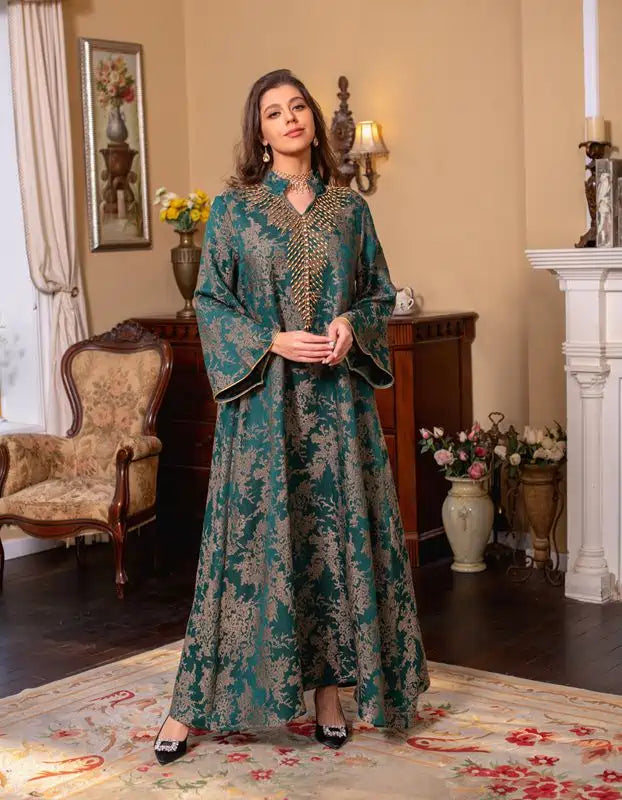 Elegant Eid Kaftan Dress for Women - Embroidered Beaded Doris Caftan | Perfect for Eid Celebrations, Weddings & Special Occasions