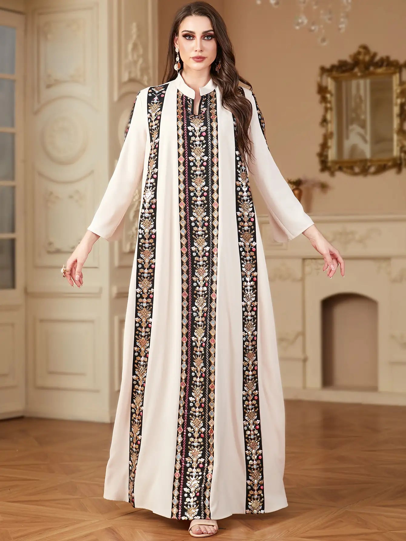 Elegant Eid Caftan Dress for Women - Embroidered Kaftan Jalabiya for Special Occasions & Festivals - Perfect for Eid Celebrations, Weddings, and Holiday Gatherings