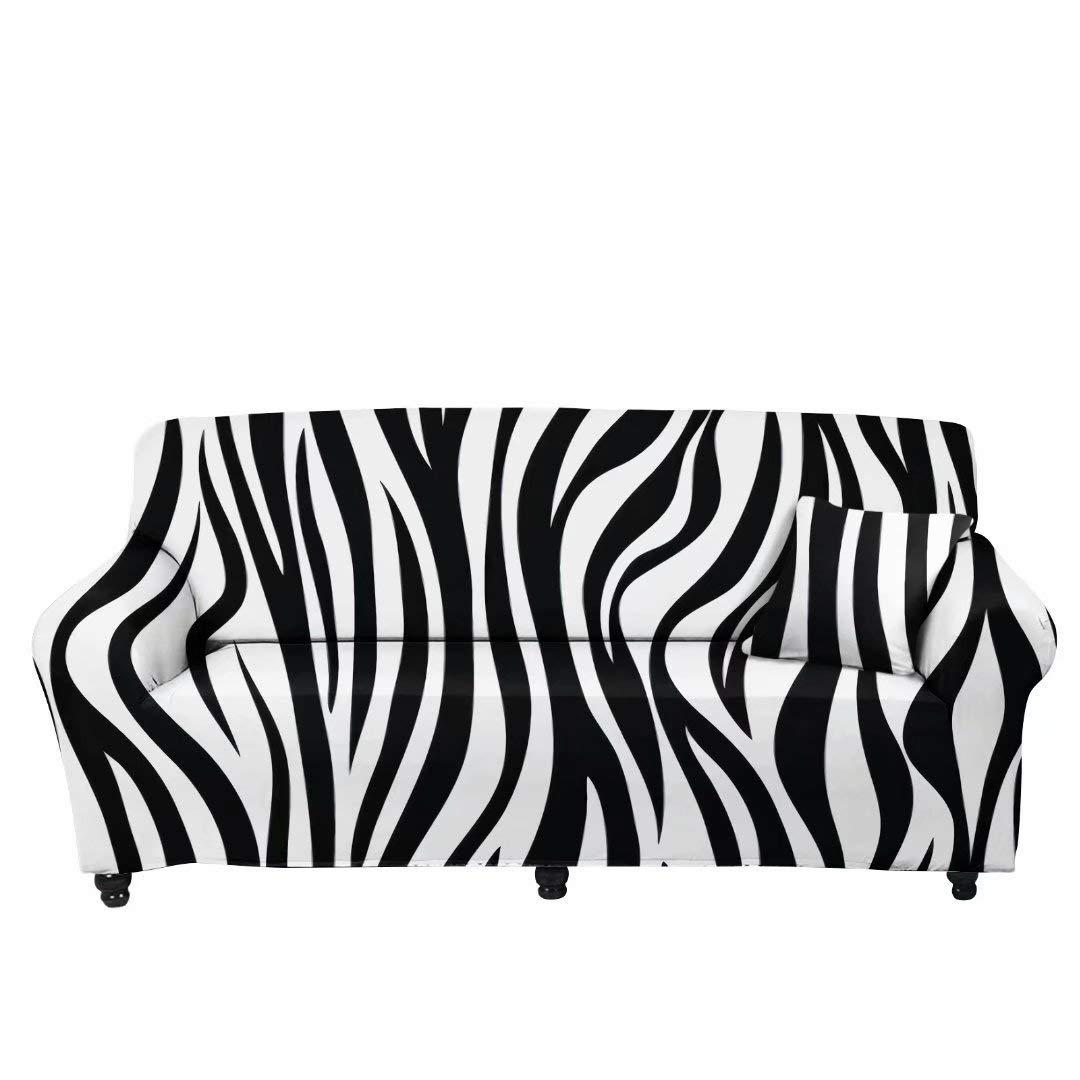 GOSTONG Zebra Print Stretch Sofa Slipcover - Faux Animal Skin Loveseat Cover for Small Couches & Furniture Protector | Perfect for Living Room, Dorm, Apartment Decor