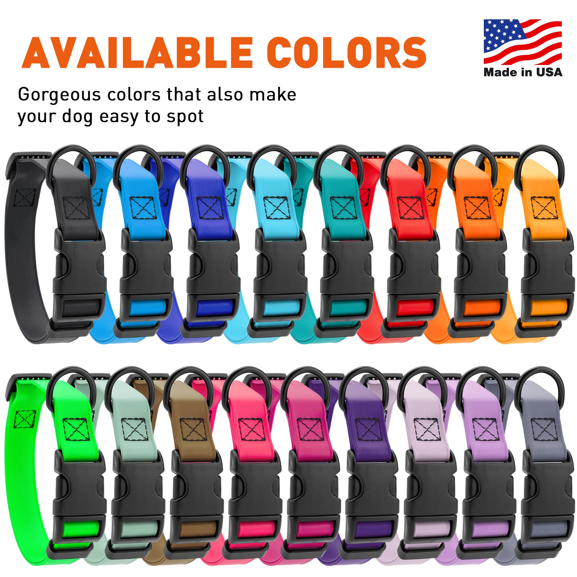Waterproof Biothane Dog Collar with Quick Release Buckle - Odor-Proof & Easy to Clean - Strong Coated Nylon Webbing for Small Medium Large Dogs (Grey, 1