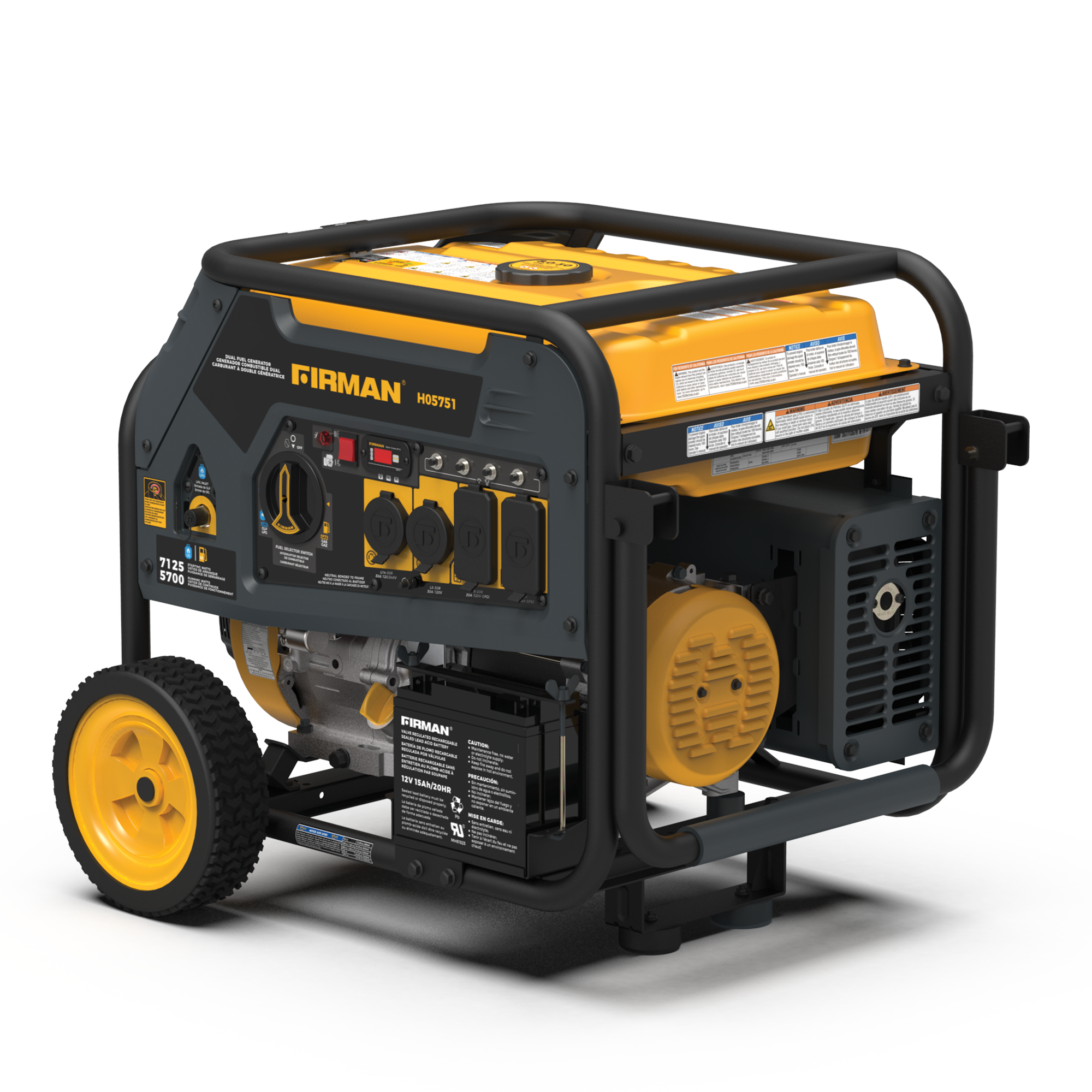 Dual Fuel Portable Generator 5700W with Electric Start - 120V/240V Output for Camping, Home Backup & Outdoor Power Needs