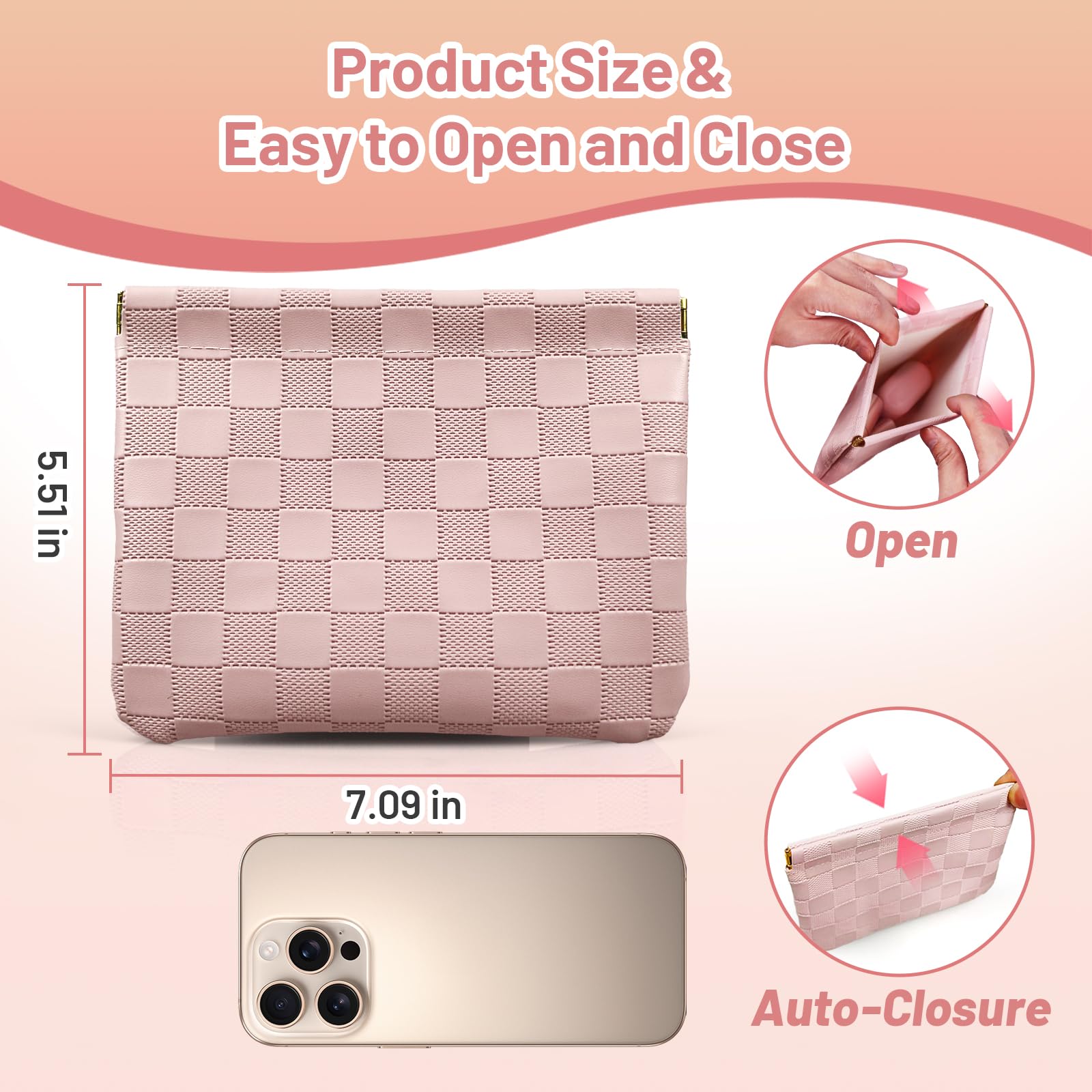4PCS Cute Checkered Mini Makeup Bags 7.09