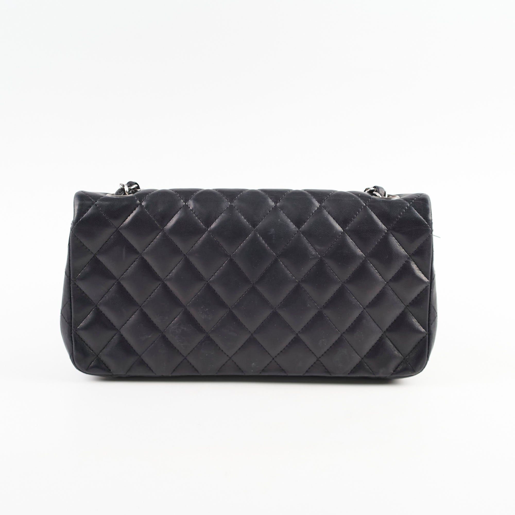 Chanel Classic East West Flap Bag in Black Leather - Perfect for Work, Travel & Evening Events