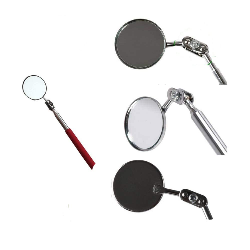Universal Telescopic Inspection Mirror - 360° Adjustable Round Mirror for Car Blind Spot Viewing, Extendable Automotive Inspection Tool for Mechanics & DIY Repairs (Perfect for Engine, Undercarriage & Tight Space Checks)