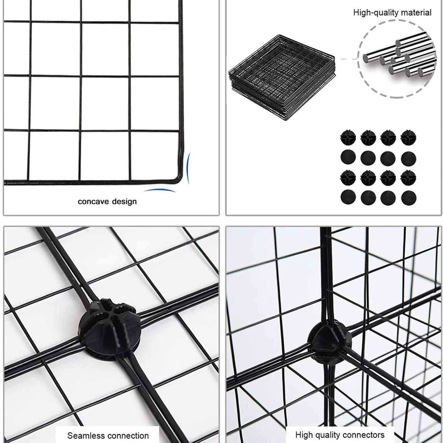 C&AHOME 12-Cube Wire Storage Organizer - Metal Grid Shelving Unit, Modular Bookshelf & Closet Cabinet for Bedroom, Office - 36.6”L x 12.4”W x 48.4”H Black | Perfect for Organizing Clothes, Toys, Books & Home Decor