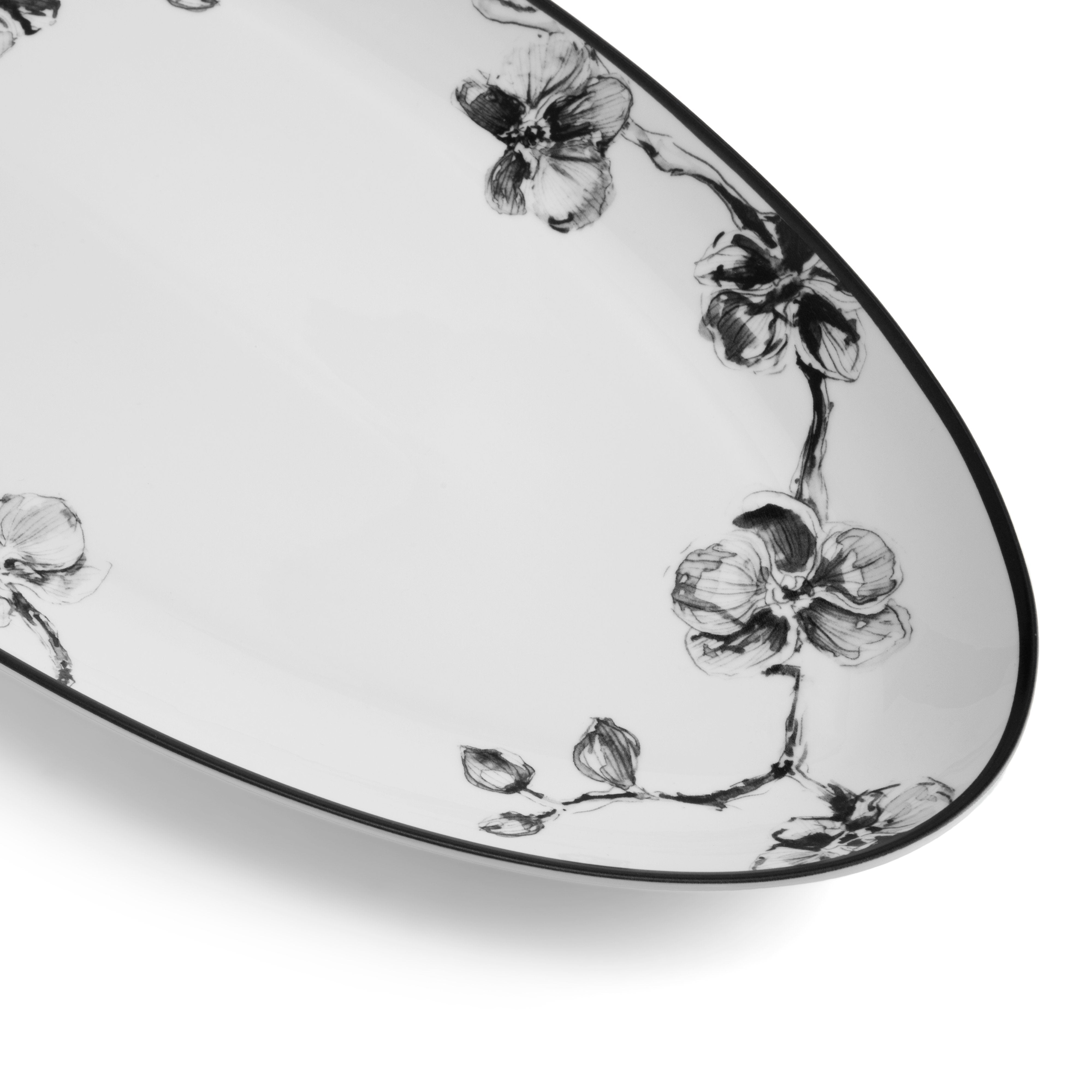 Elegant Black Orchid Serving Platter - Large Decorative Tray for Entertaining, Dining, and Home Decor - Perfect for Parties, Weddings, and Holiday Gatherings