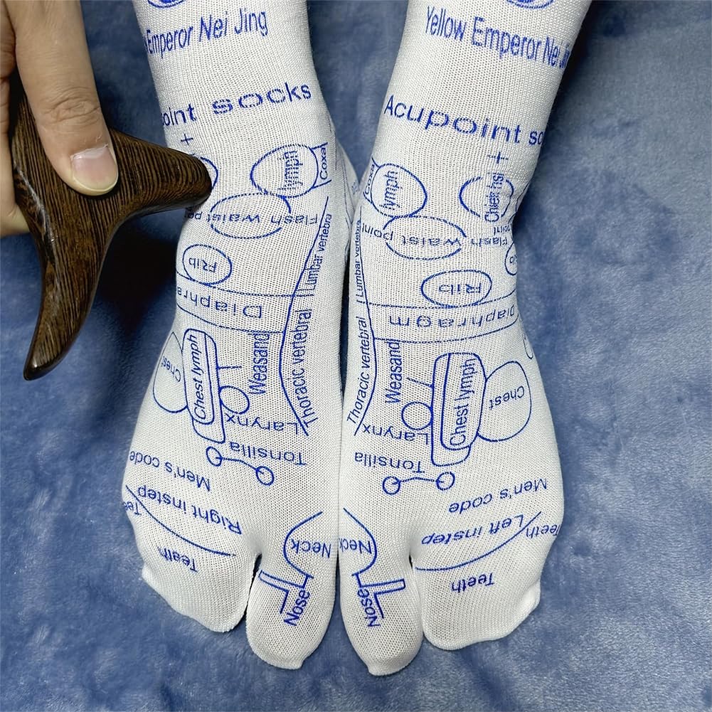 Reflexology Massage Socks with Trigger Point Tool - Foot Pain Relief for Women & Men - Acupressure Therapy Socks for Relaxation & Stress Relief - Perfect for Home Spa, Yoga, and Post-Workout Recovery (1 Pair, Women)