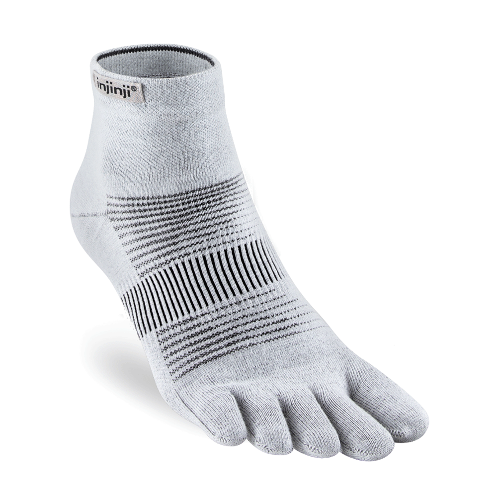 Injinji Toe Socks for Running - Lightweight Mini Crew Athletic Socks (Gray) - Perfect for Marathon, Trail Running & Outdoor Sports