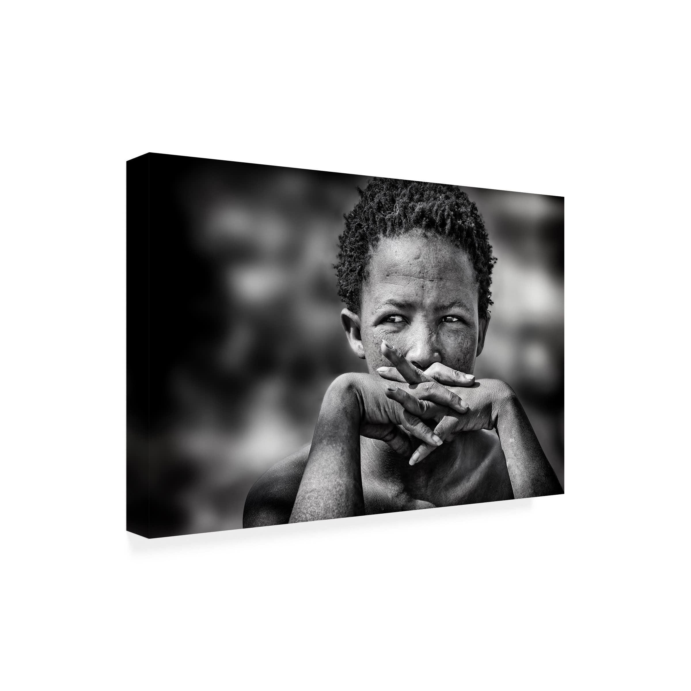 Piet Flour 'Young Bushmen Woman' Canvas Wall Art - Handmade African Tribal Painting for Living Room, Bedroom & Office Decor